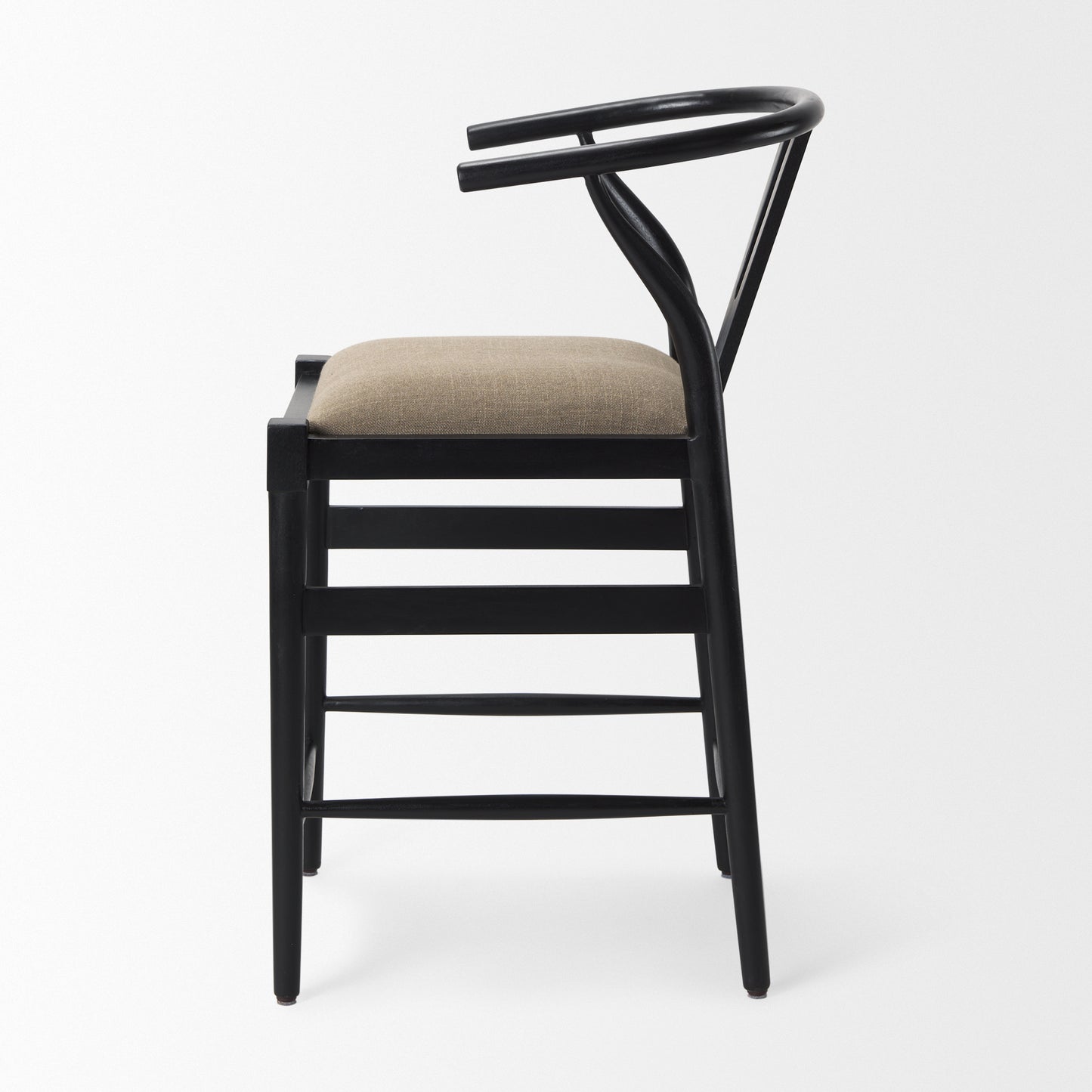 Trixie Upholstered Seat Bar Counter Stool Beige Fabric | Black Wood | Counter - bar-stools