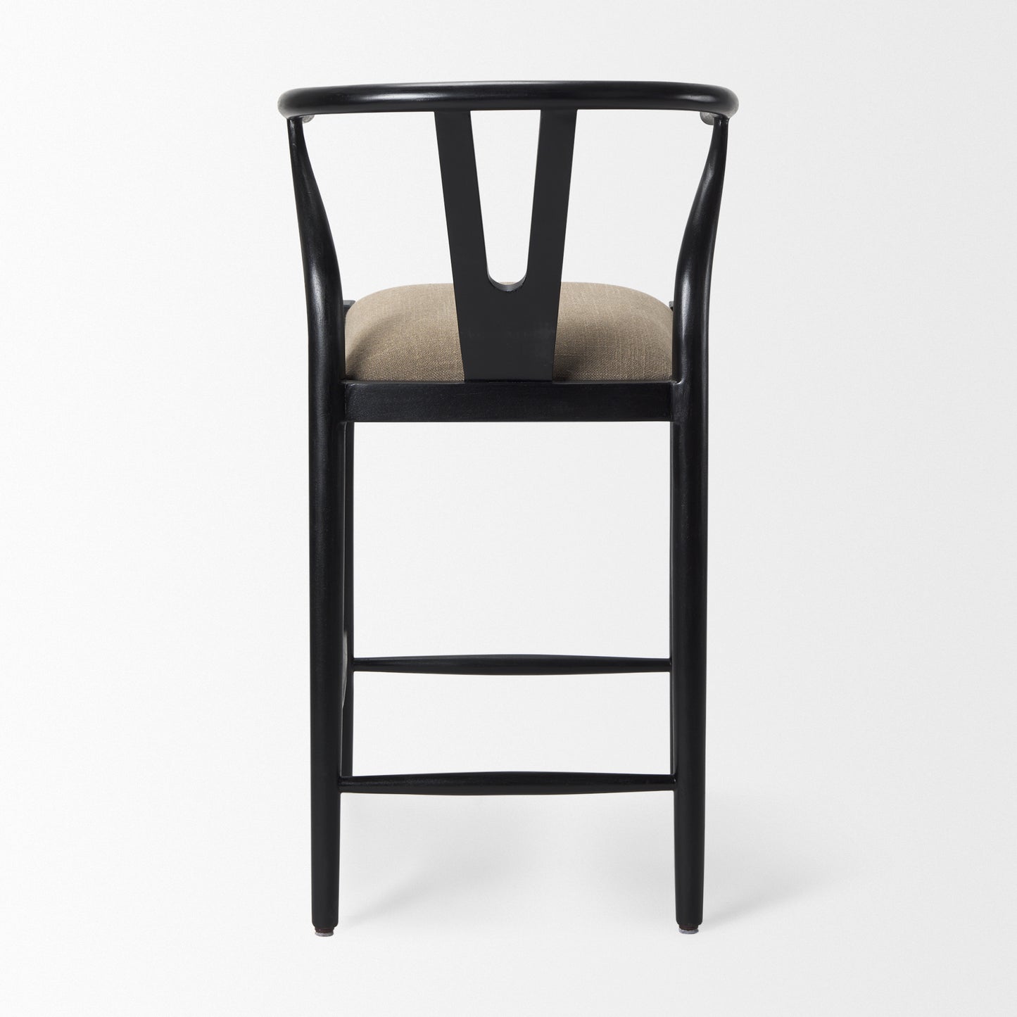 Trixie Upholstered Seat Bar Counter Stool Beige Fabric | Black Wood | Counter - bar-stools