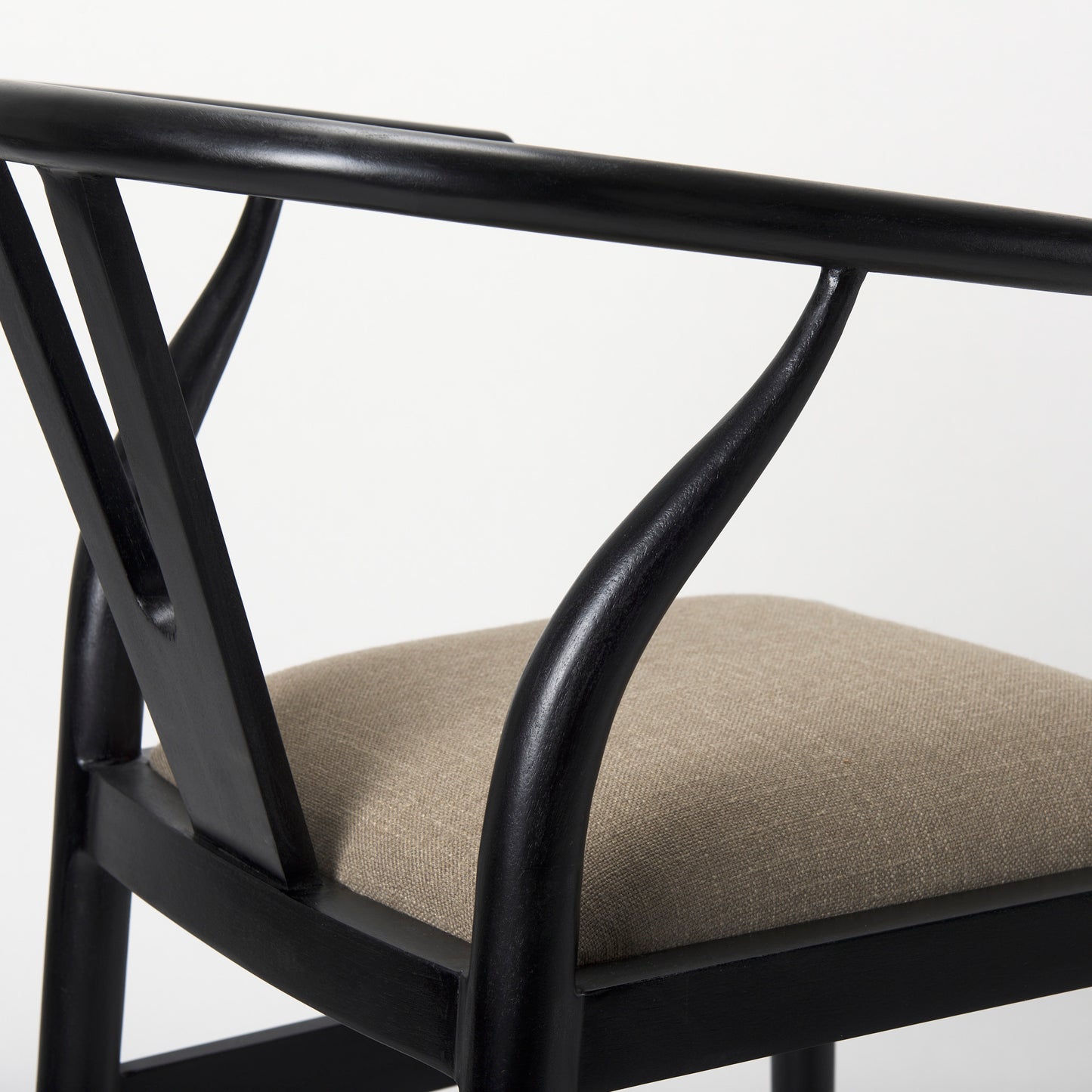 Trixie Upholstered Seat Bar Counter Stool Beige Fabric | Black Wood | Counter - bar-stools