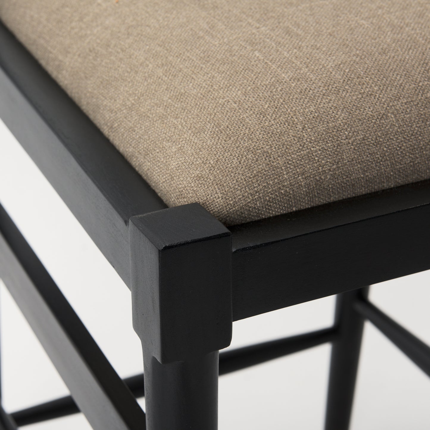 Trixie Upholstered Seat Bar Counter Stool Beige Fabric | Black Wood | Counter - bar-stools