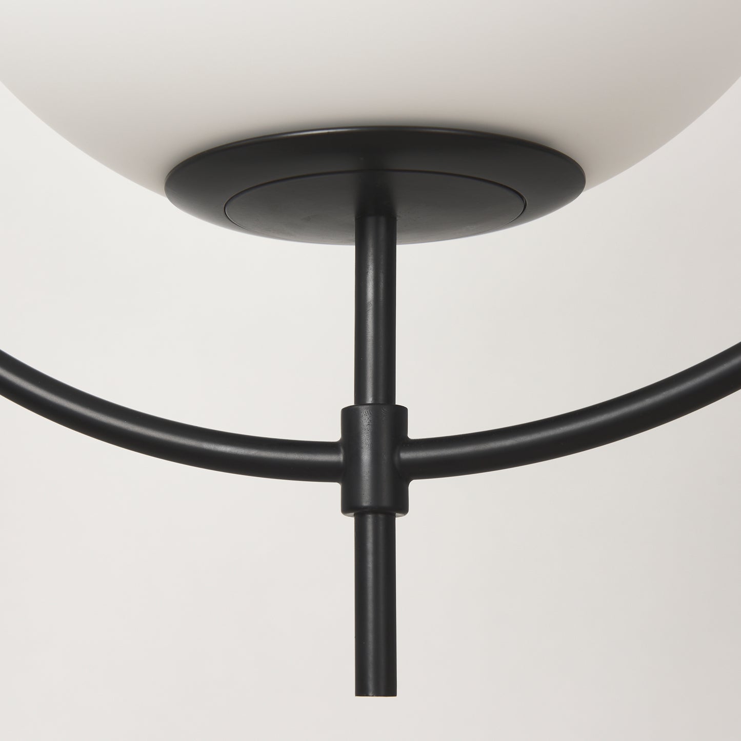 Farrah Frosted Glass Globe set in Matte Black Metal Pendant Ceiling Light