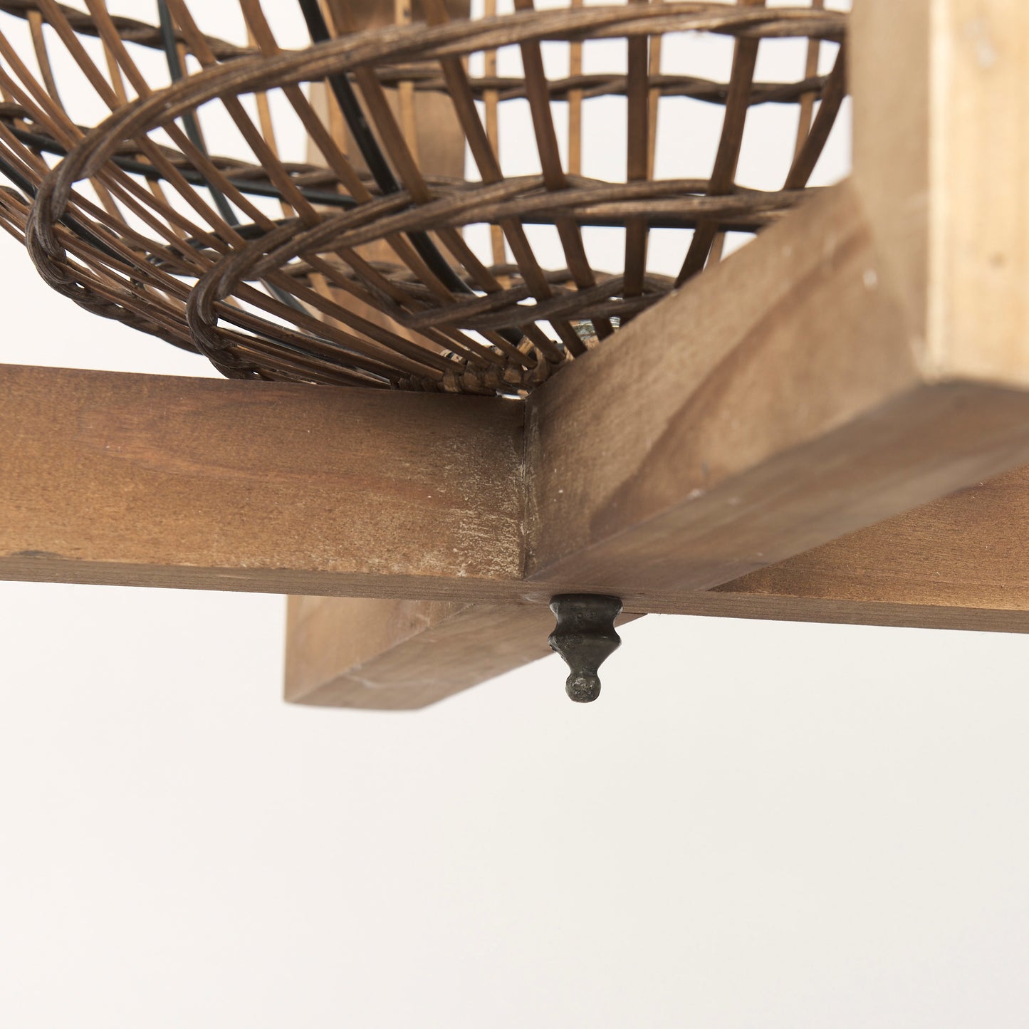 Kiley Warm Wood Basket Lantern Pendant Light