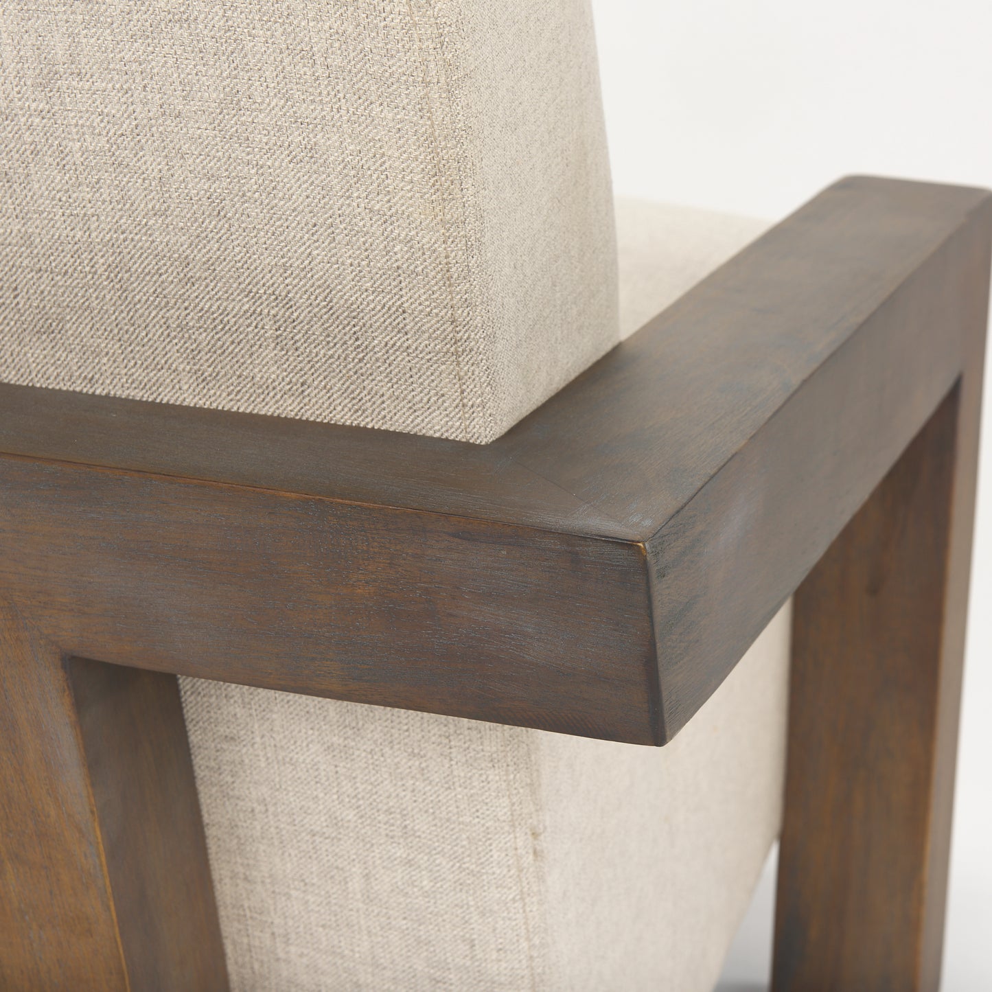 Sovereign Upholstered Accent Chair Oatmeal Fabric | Medium Brown Wood - accent-chairs