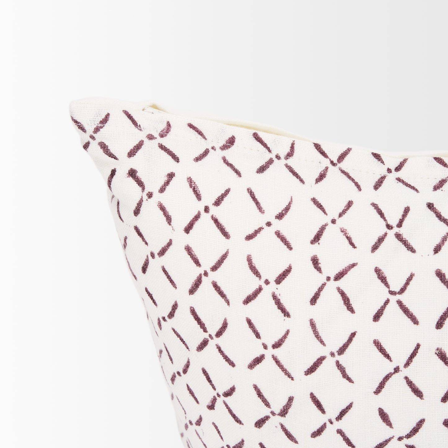 Jayden 14x26 Cream w/ Merlot Print Linen Lumbar Pillow Cover