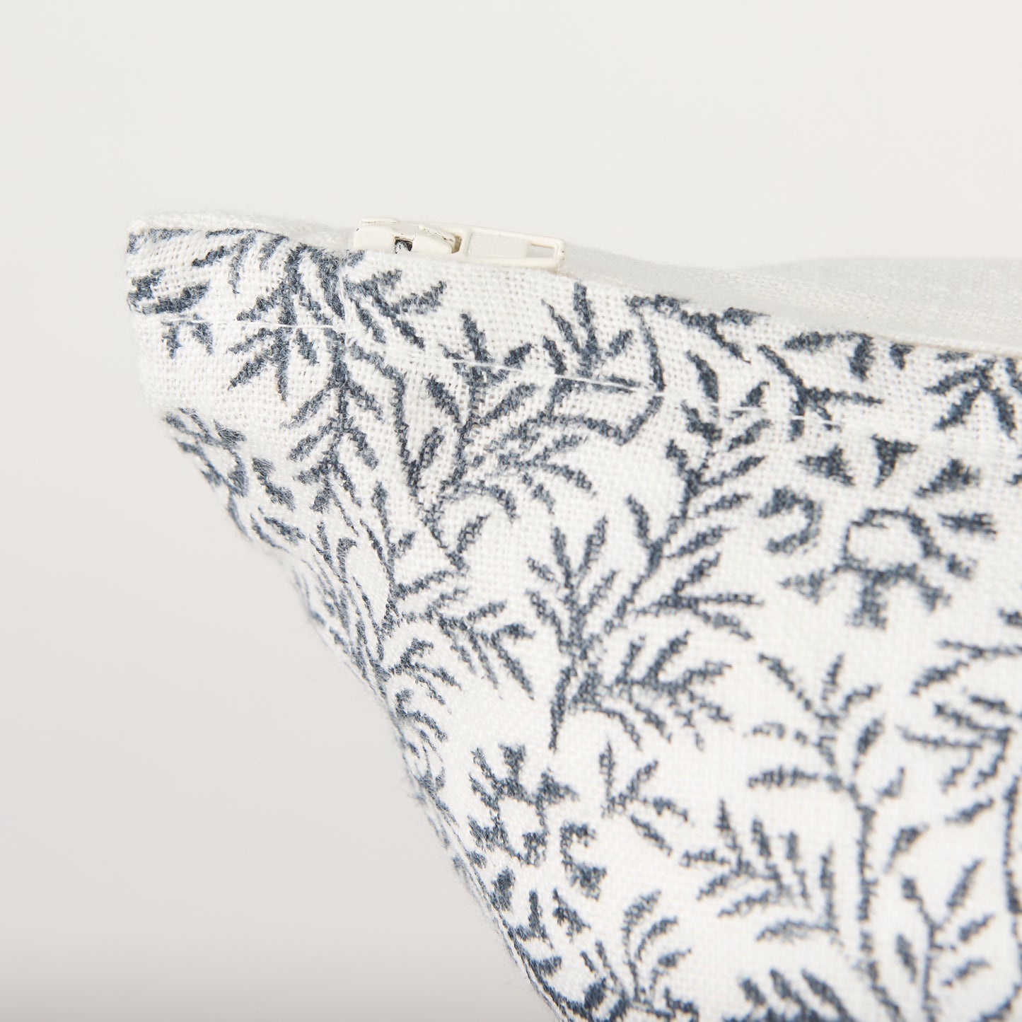 Jayne 14x26 Cream w/ Indigo Print Linen Lumbar Pillow Cover