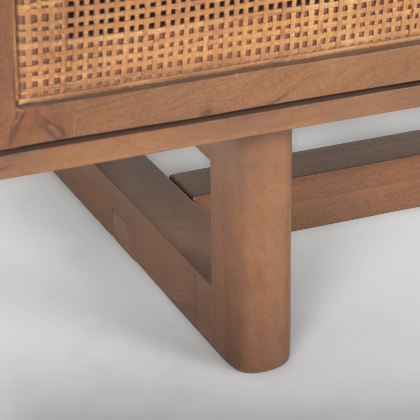 Grier 65" Medium Brown Wood W/ Cane Media Console