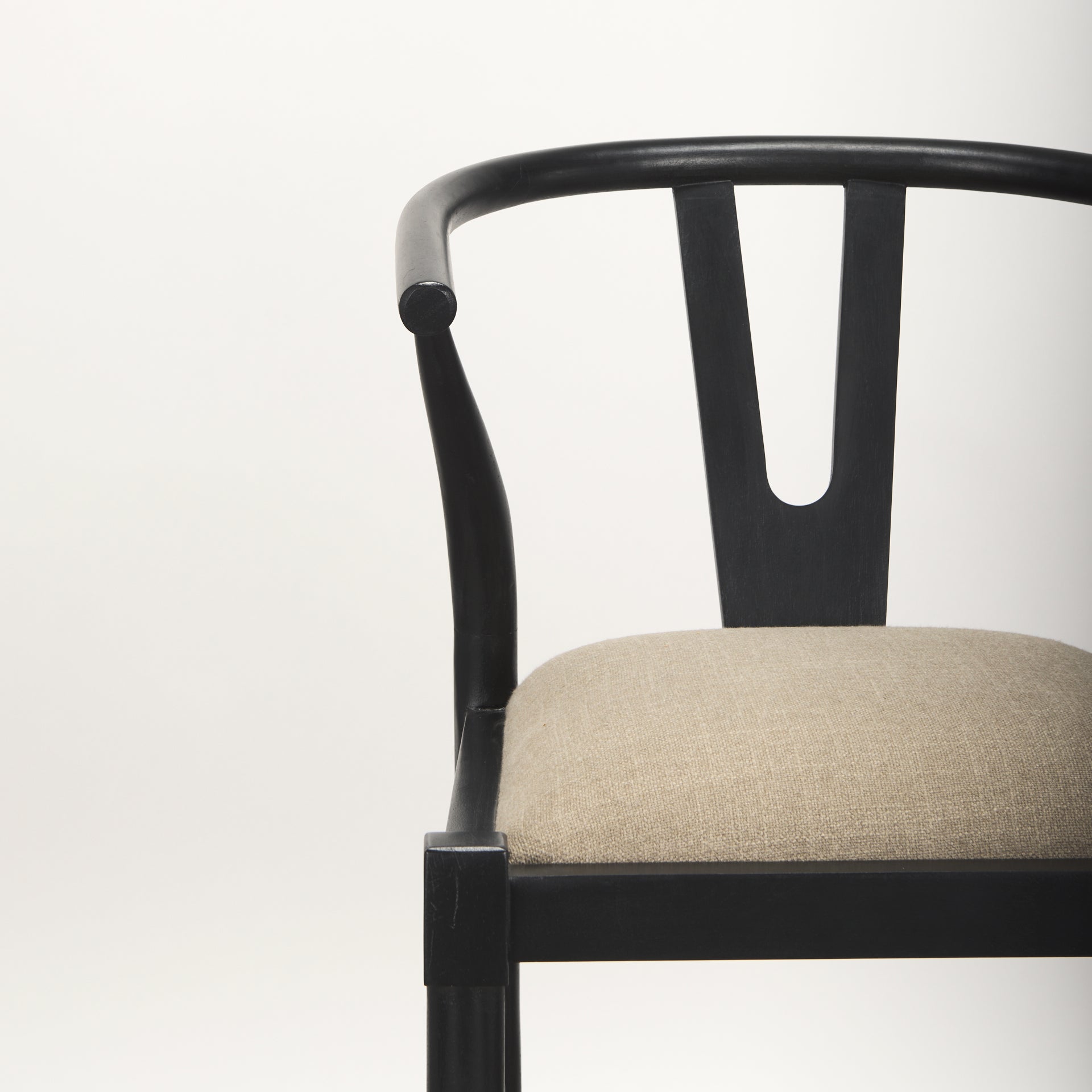 Trixie Upholstered Seat Bar Counter Stool Beige Fabric | Black Wood | Bar - bar-stools