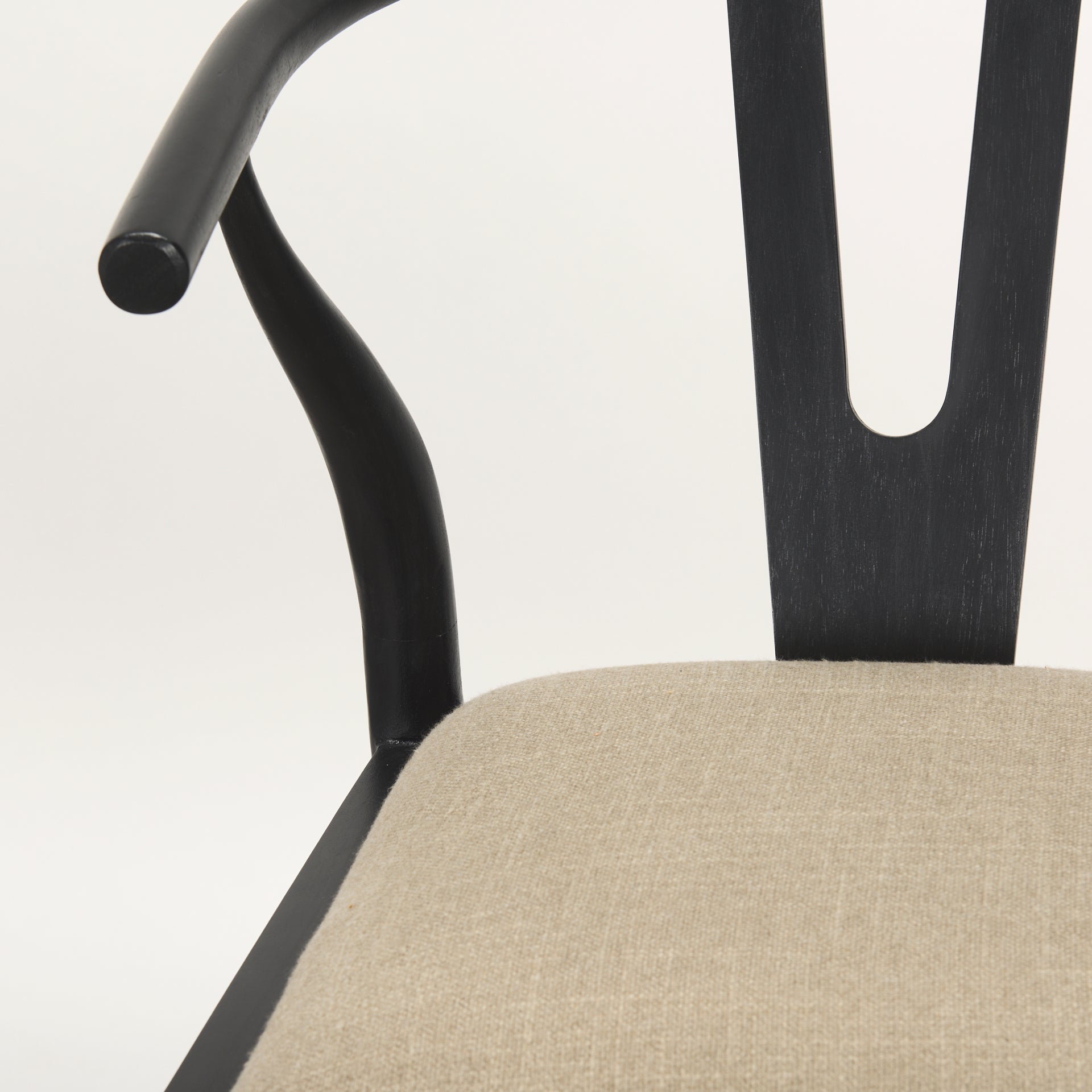 Trixie Upholstered Seat Bar Counter Stool Beige Fabric | Black Wood | Bar - bar-stools