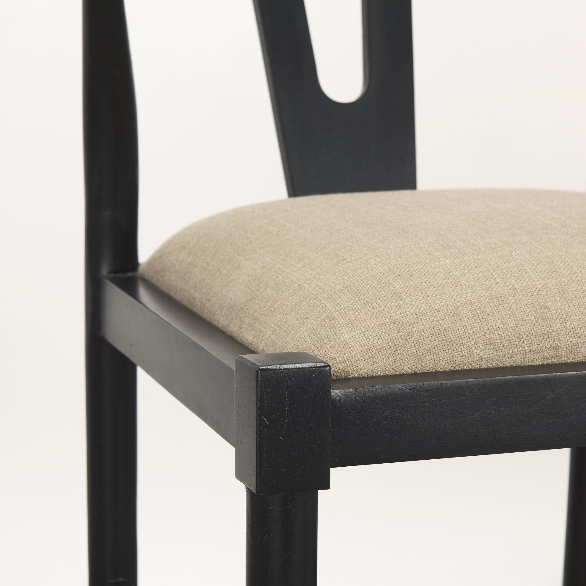 Trixie Upholstered Seat Bar Counter Stool Beige Fabric | Black Wood | Bar - bar-stools