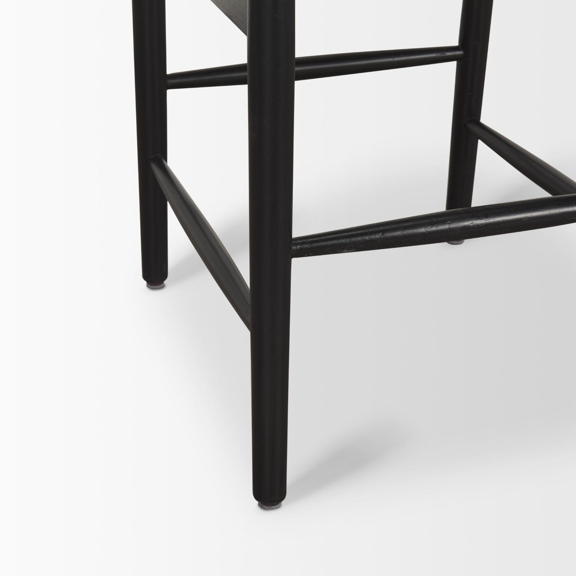 Trixie Upholstered Seat Bar Counter Stool Beige Fabric | Black Wood | Bar - bar-stools
