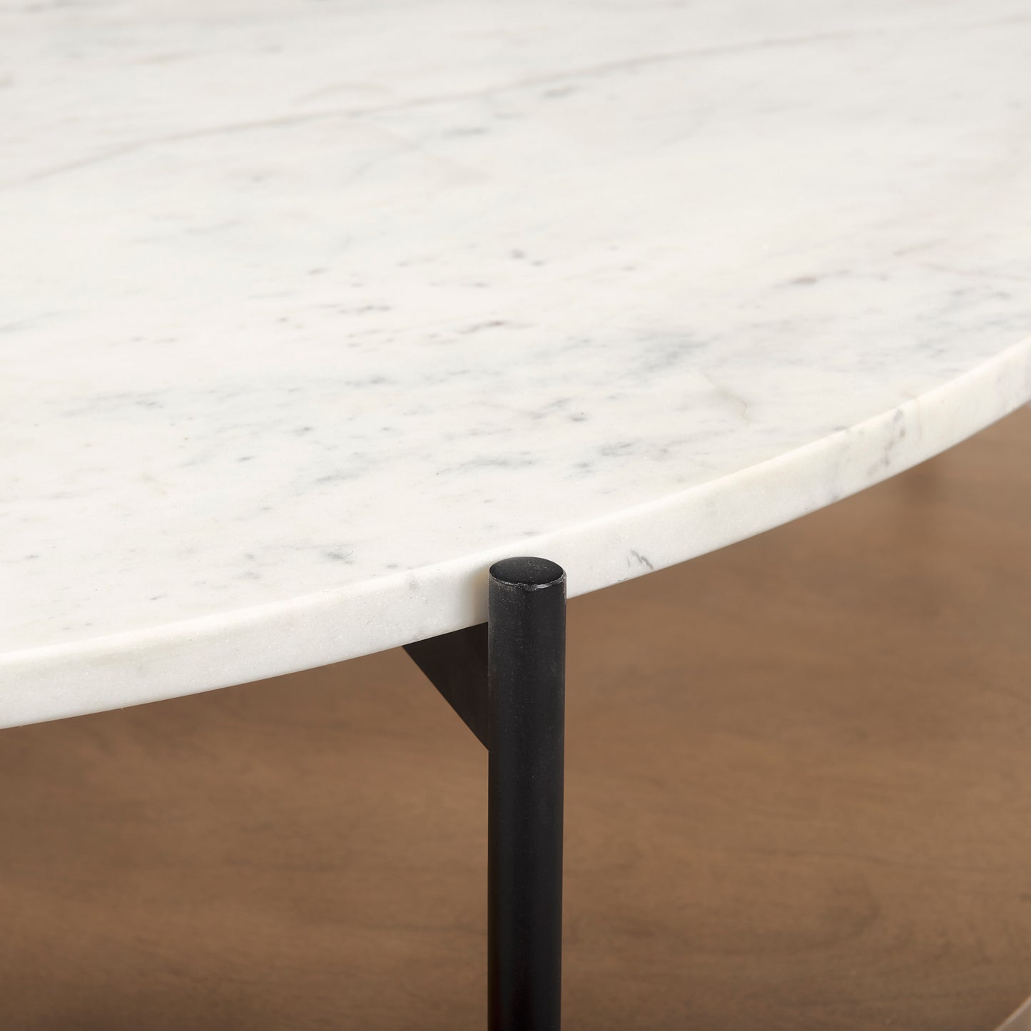 Larkin Coffee Table White Marble | Brown Wood | Round - coffee-tables