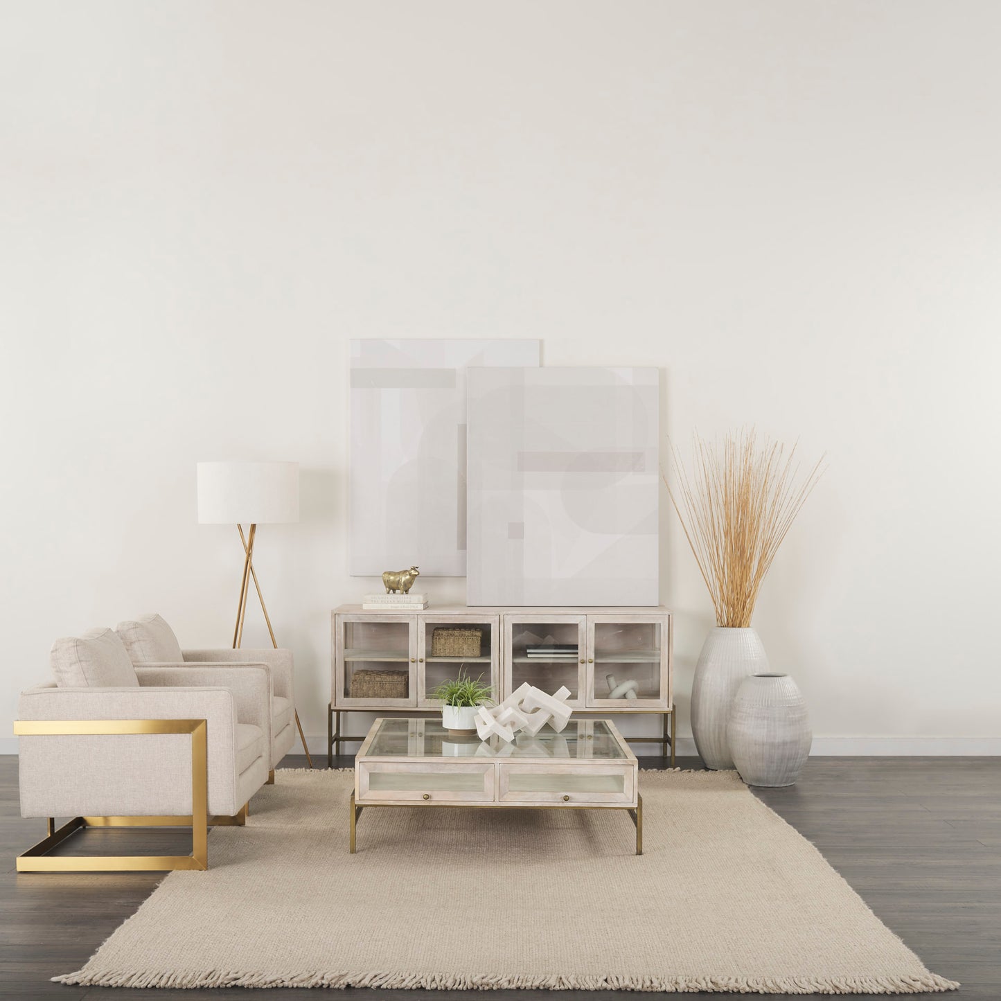 Arelius Coffee Table Series White Wood | Gold Metal | Square - coffee-tables