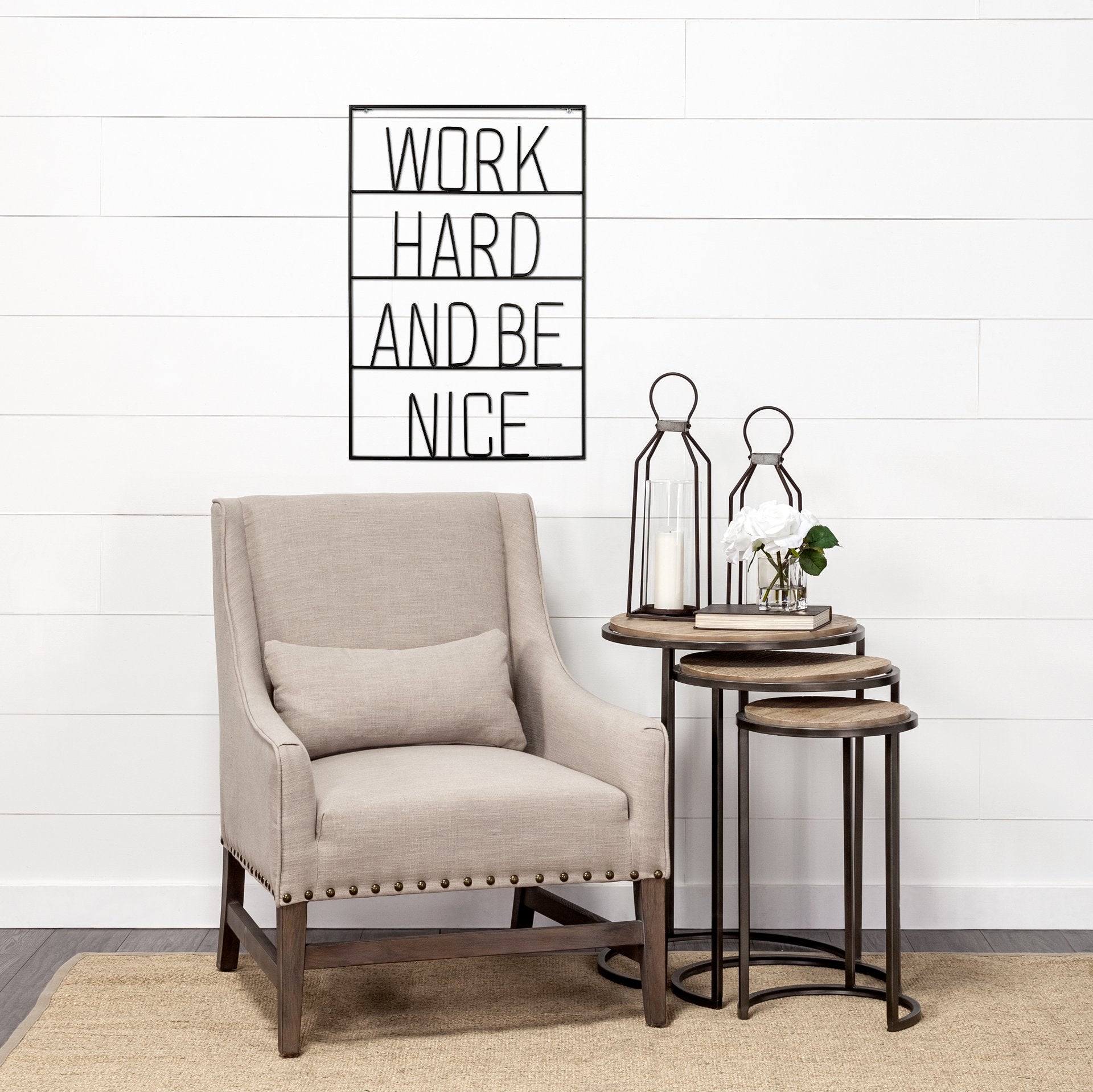 Playful Sign Wall Decor Black Metal | Work Hard - alternative-wall-decor