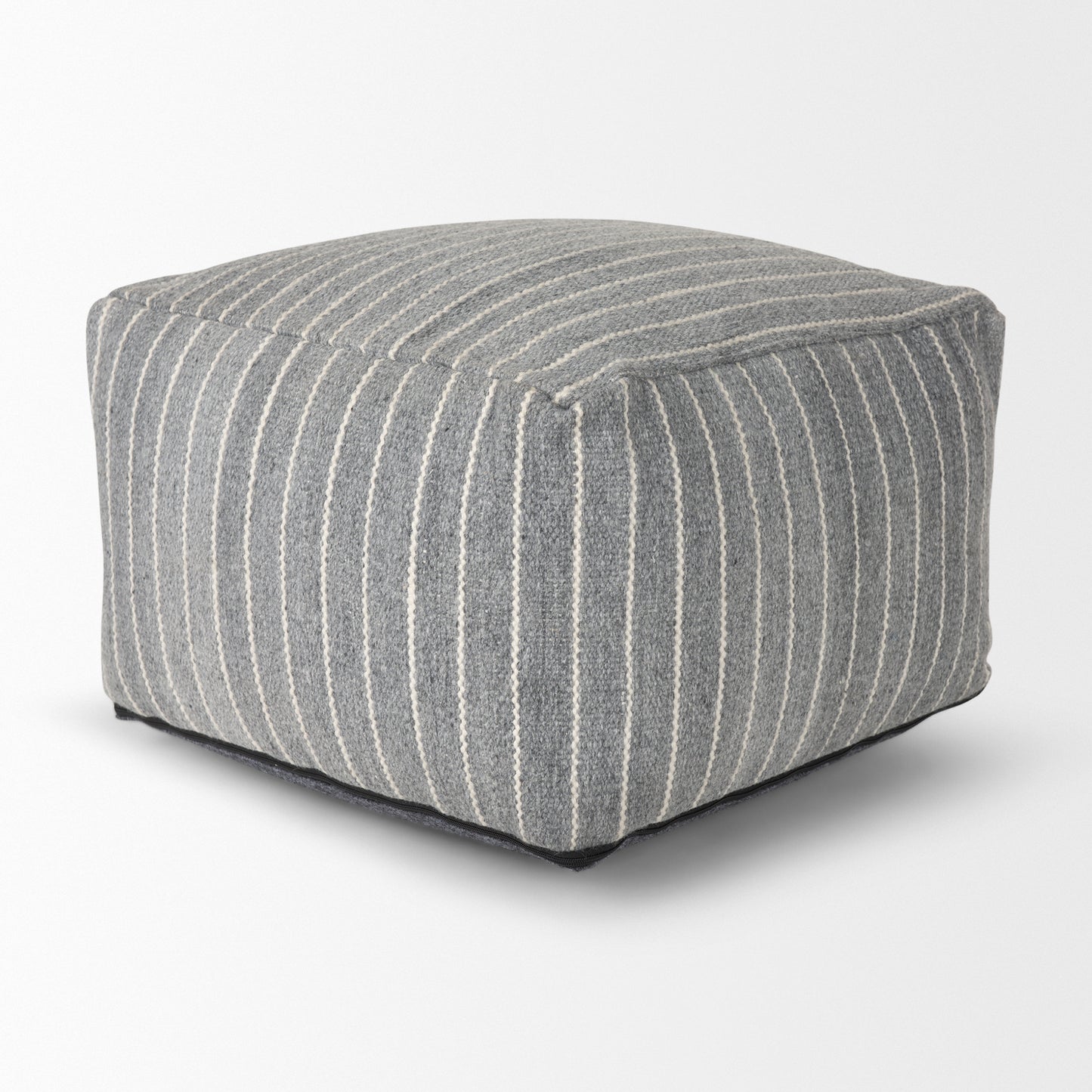 Kensie Pouf Blue | Stripes | 22 - poufs