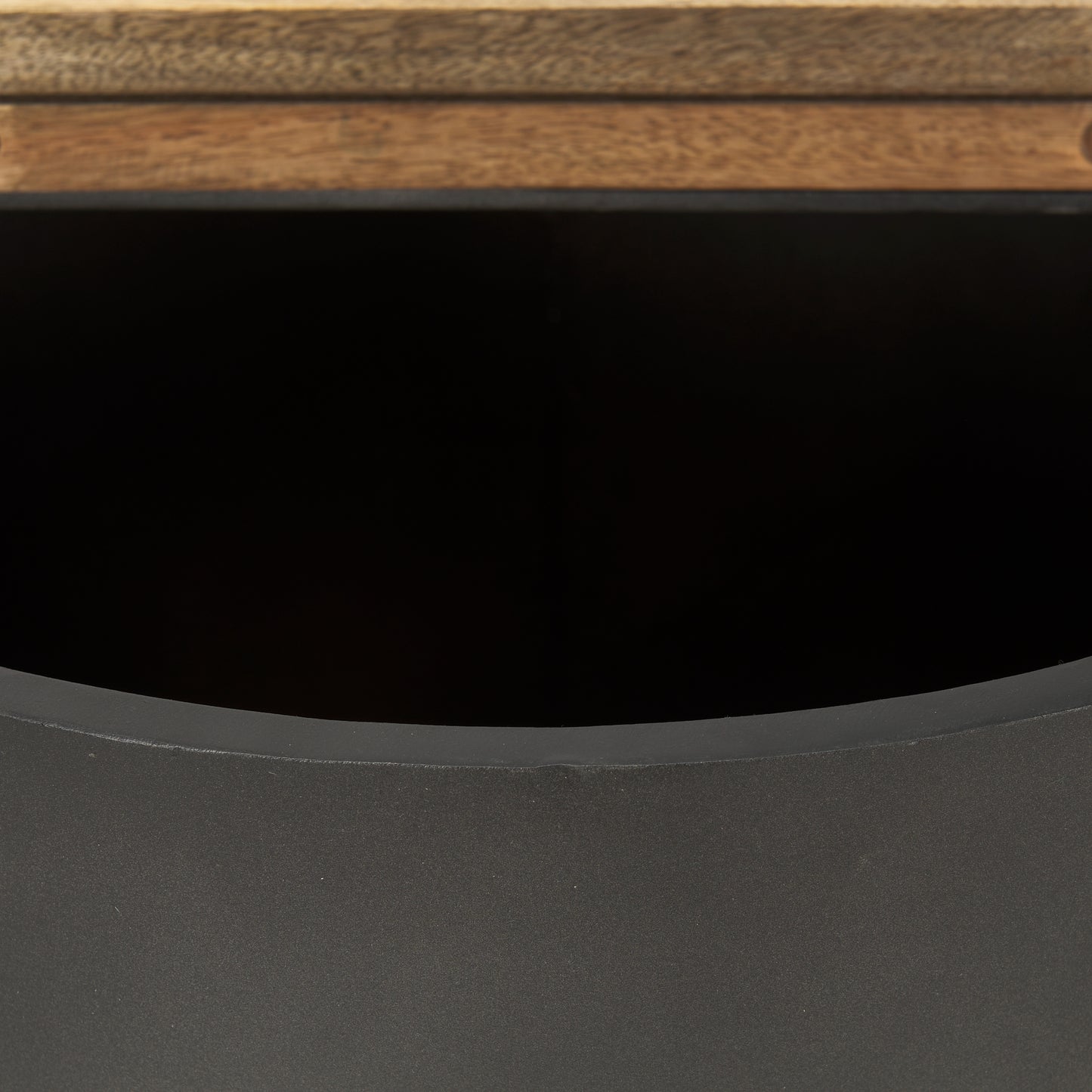 Eclipse Gunmetal Gray Drum Base w/ Brown Wood Top End/Side Table