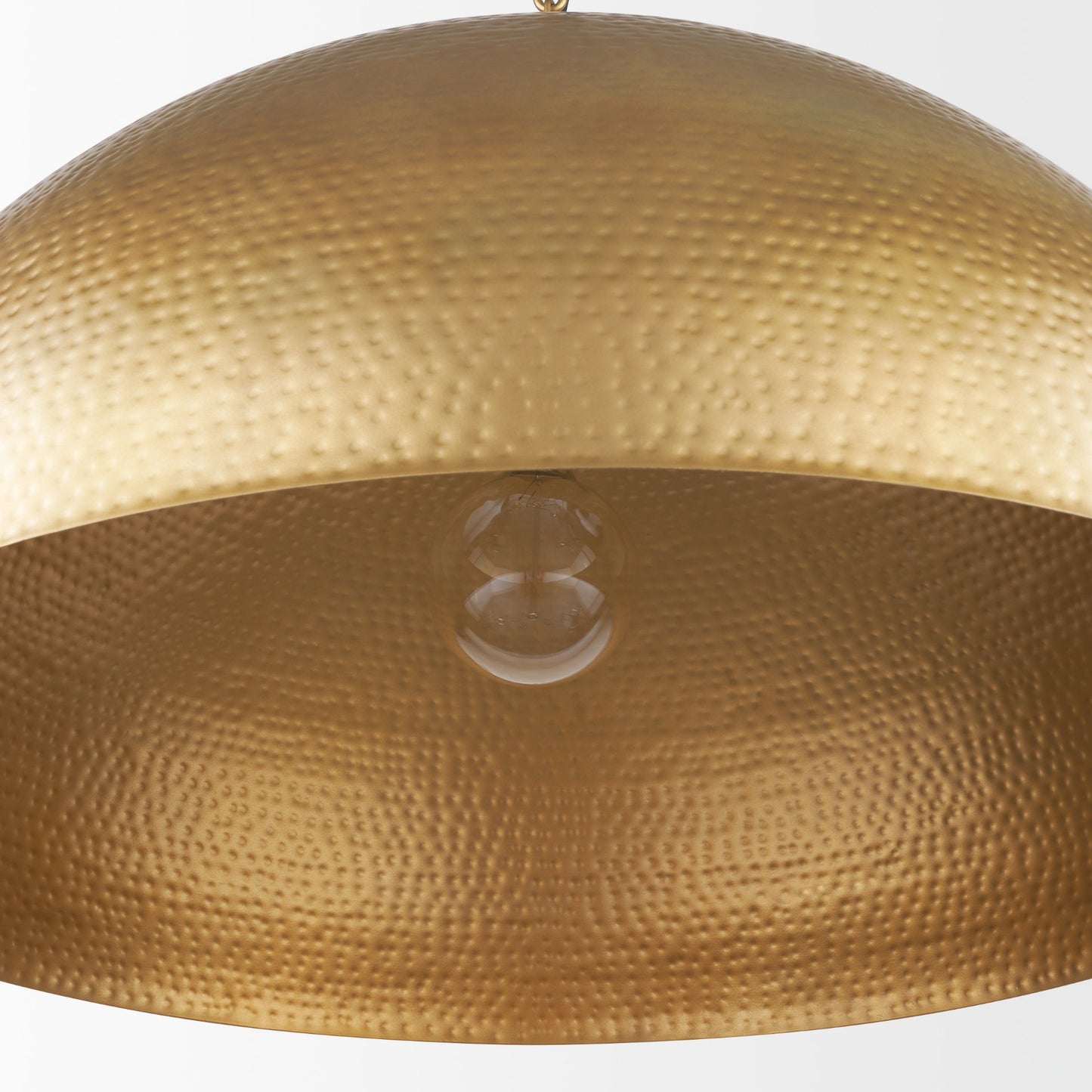 Karina 36" Round Brass-tone Hammered Metal Dome Pendant Light