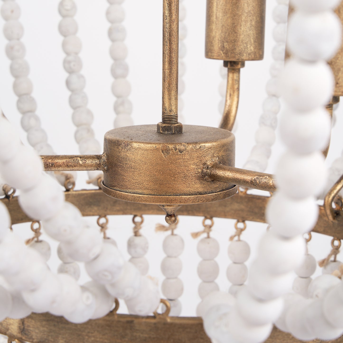 Rhone Gold Metal and Wood Beaded Chandelier