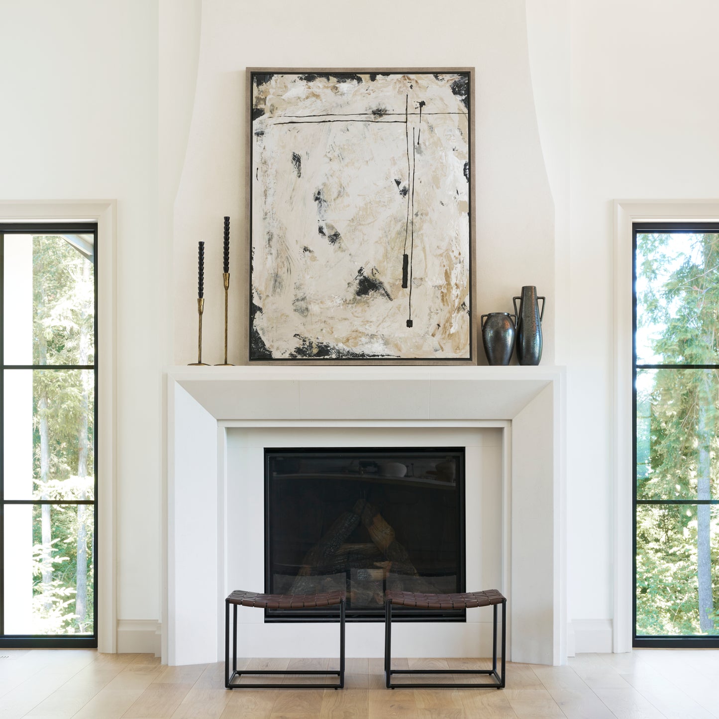 Clarissa Bench Brown Leather | Black Metal - benches