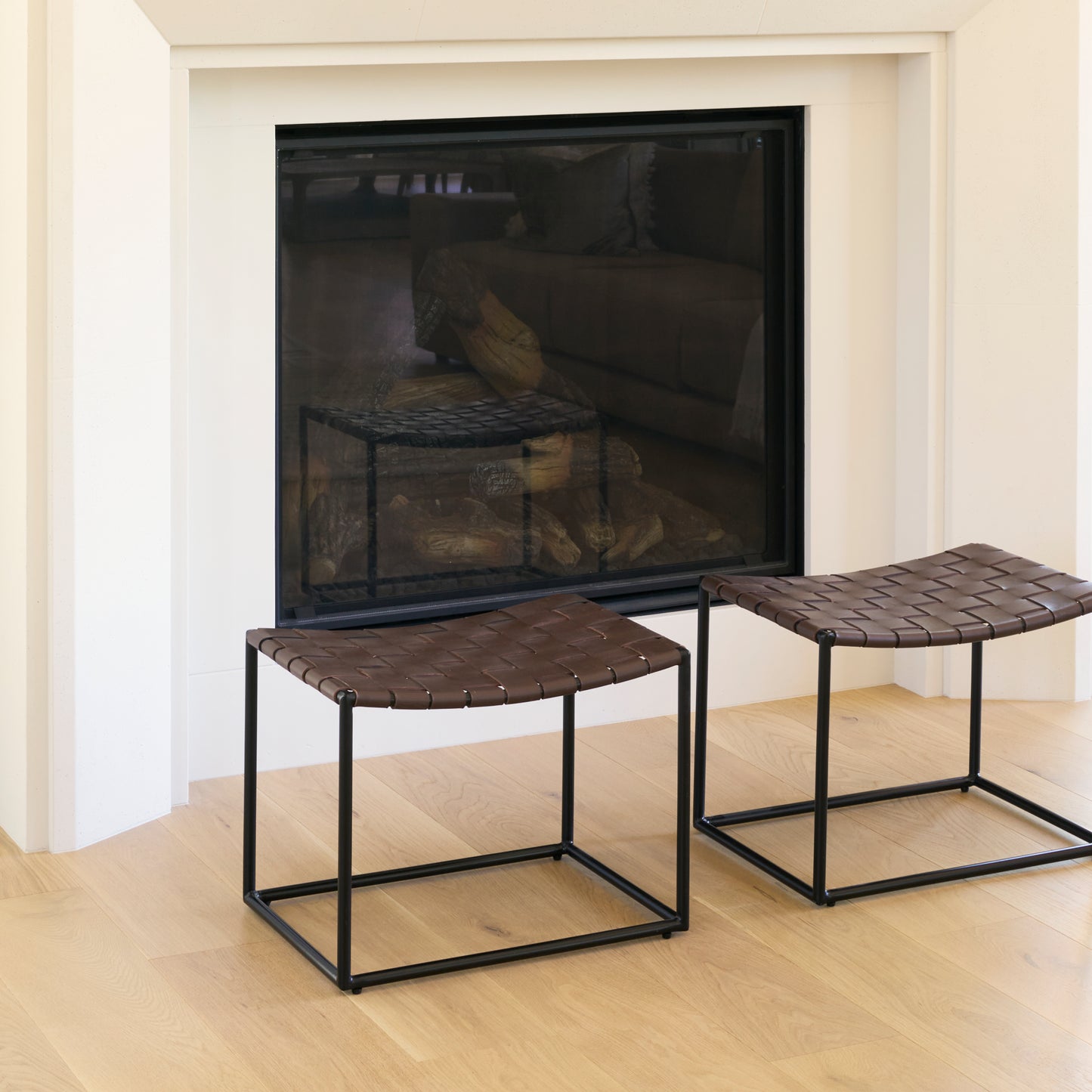 Clarissa Bench Brown Leather | Black Metal - benches