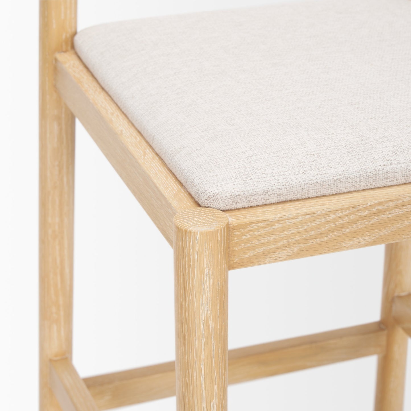 Sam Counter Stool Light Brown Wood | Beige Fabric - bar-stools