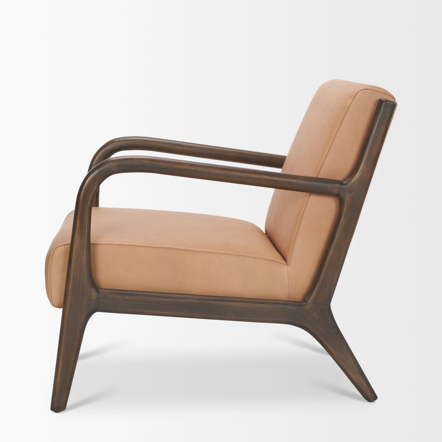 Cashel Accent Chair Medium Brown Wood | Leather - accent-chairs
