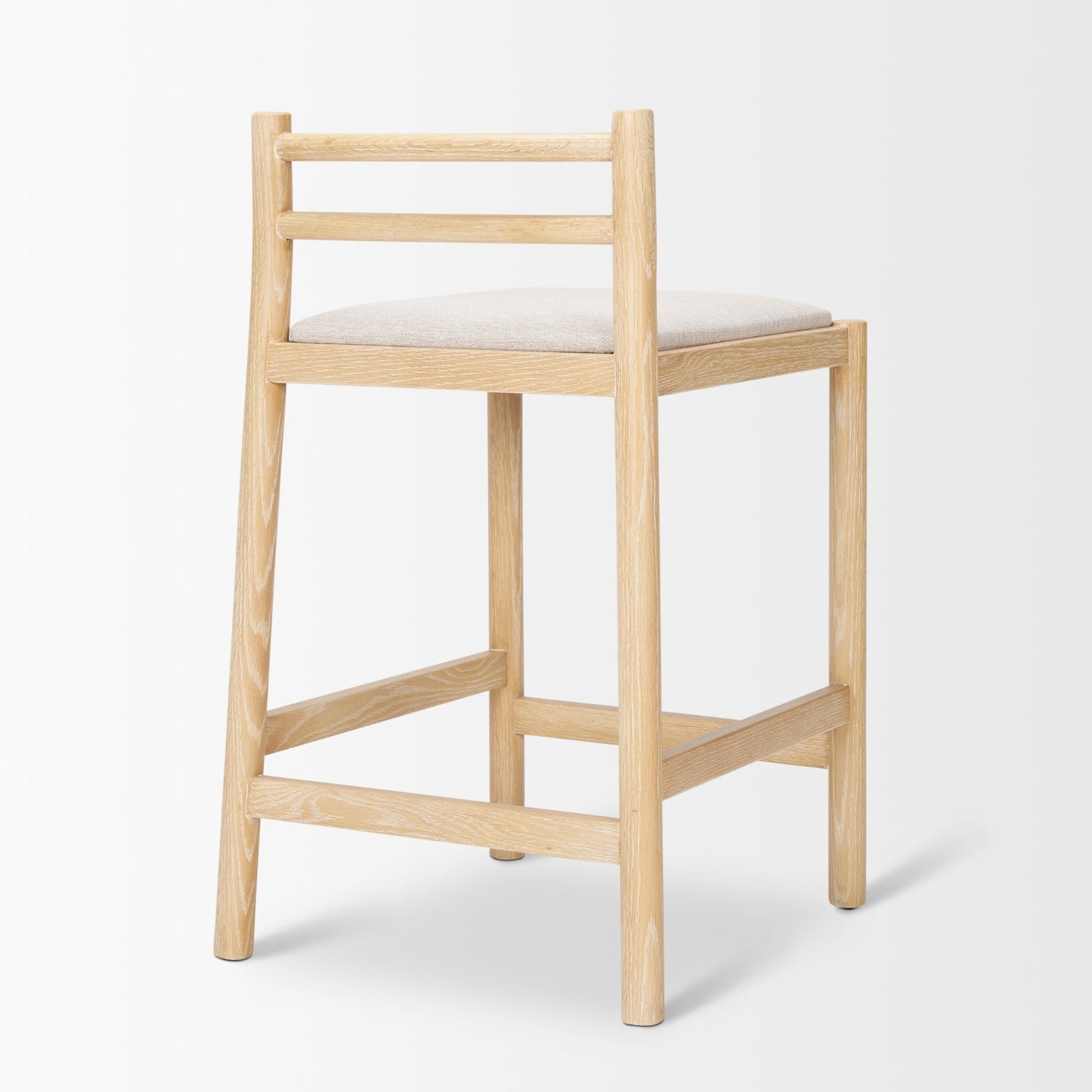 Sam Counter Stool Light Brown Wood | Beige Fabric - bar-stools