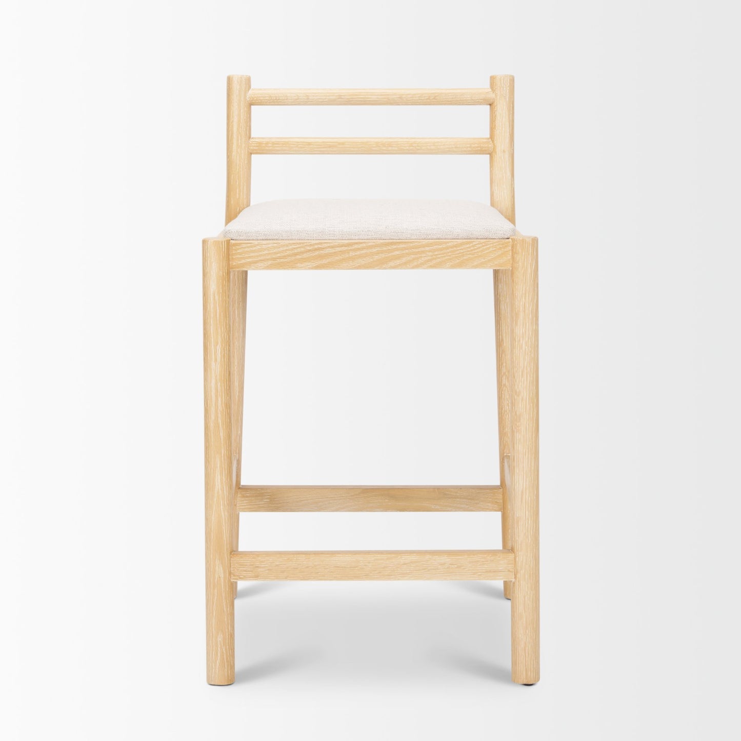 Sam Counter Stool Light Brown Wood | Beige Fabric - bar-stools