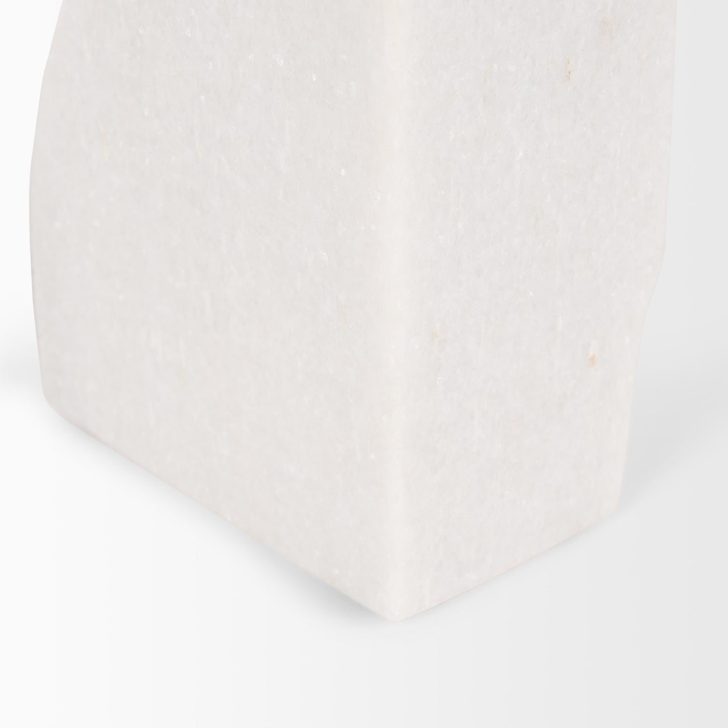 Stept White Marble Bookends w/rough carving (set of 2)
