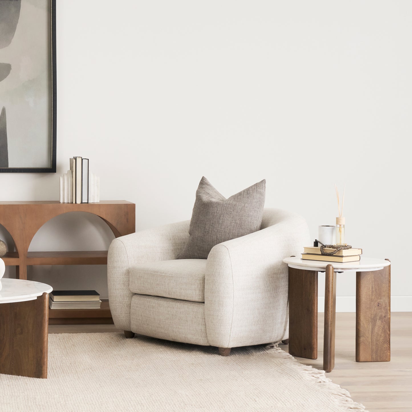 Rumer Side Table Dark Brown | White Marble - end-and-side-tables