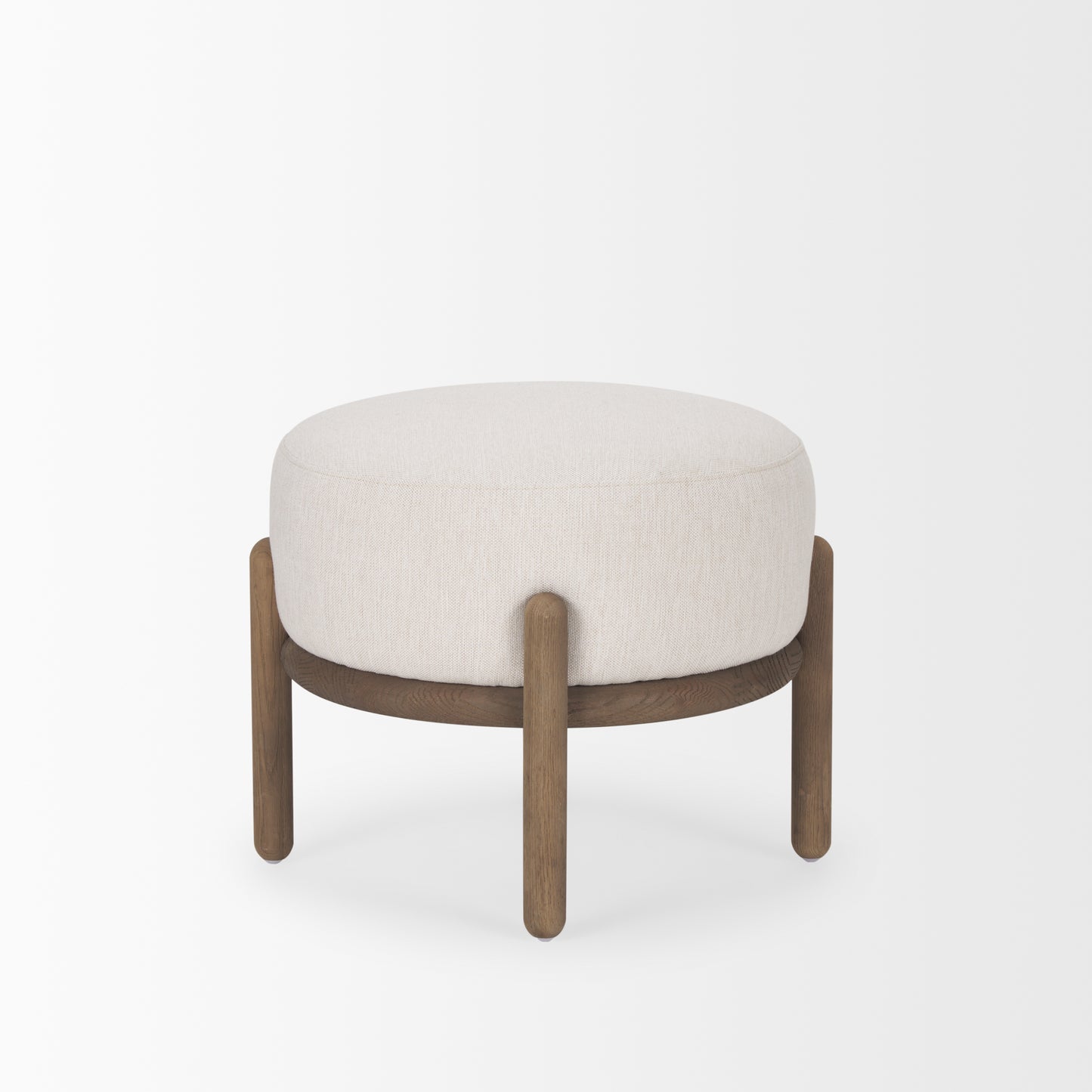 Gwynn Pouf Dark Brown Wood | Oatmeal - ottoman-and-poufs