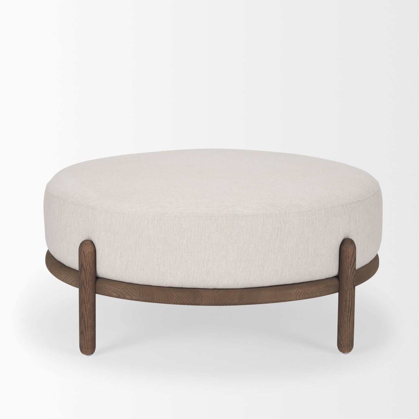 Gwynn Ottoman Dark Brown Wood | Oatmeal - ottoman-and-poufs