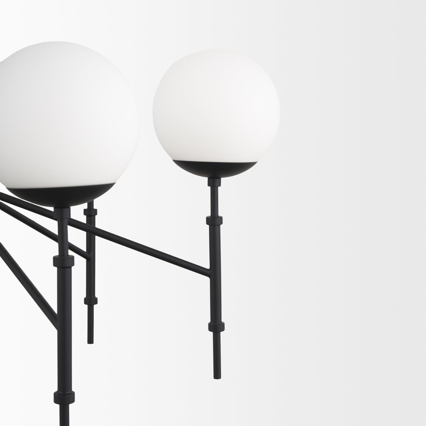 Edie Matte Black Metal w/ Frosted Glass Globes 6-Light Chandelier
