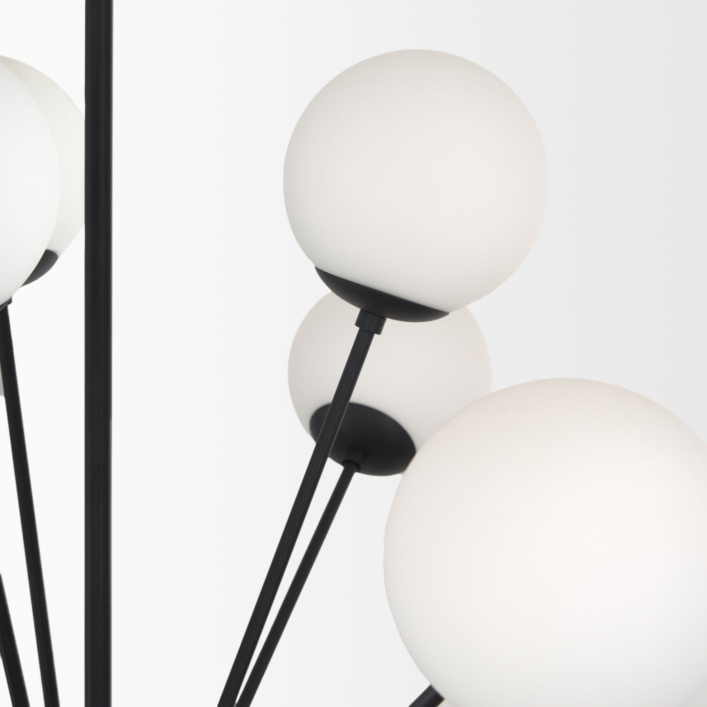Barbara Matte Black Metal w/ Frosted Glass Globes 18-Light Chandelier