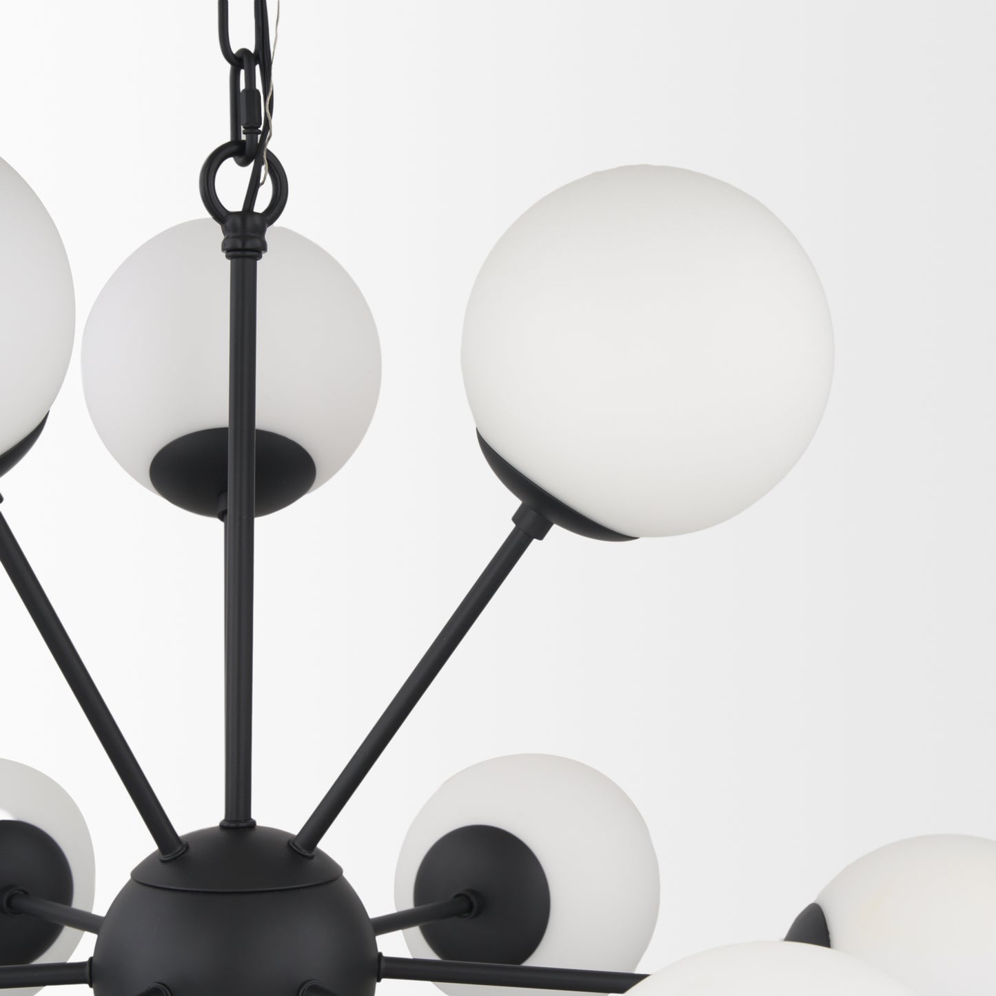 Barbara Matte Black Metal w/ Frosted Glass Globes 11-Light Chandelier