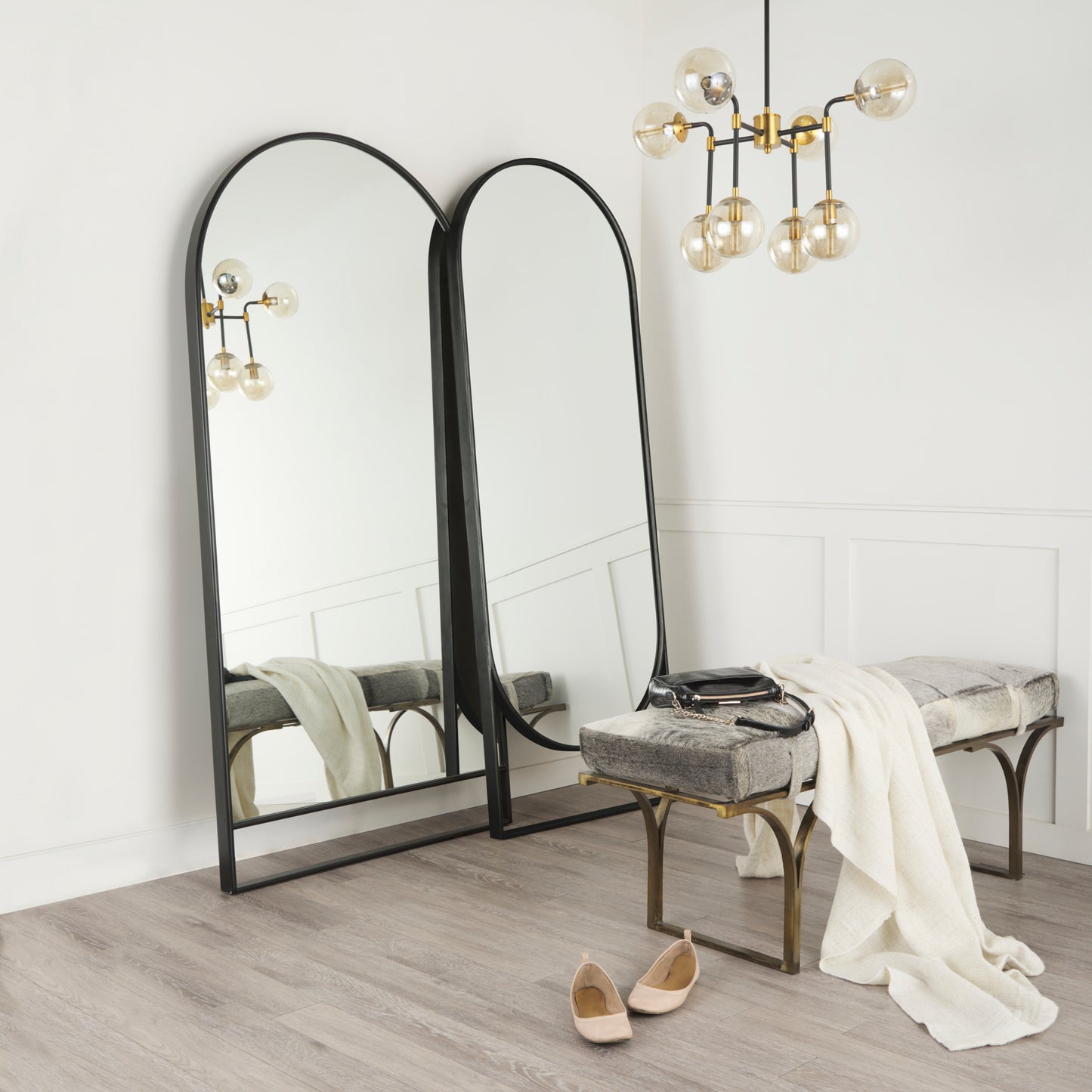 Sadie Floor Mirror Black Metal | 78H - floor-mirrors