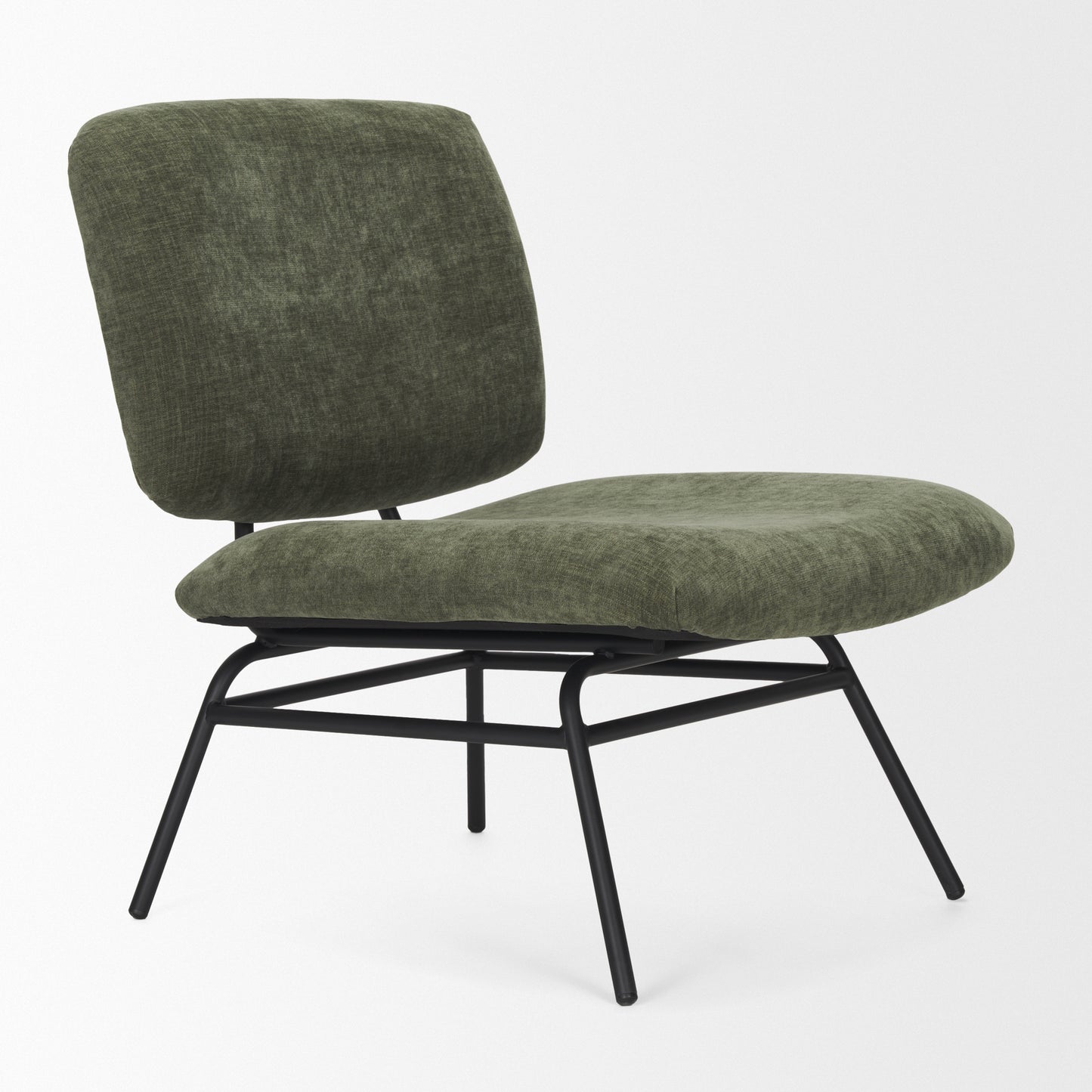 Nora Upholstered Accent Chair Green | Black Metal - accent-chairs