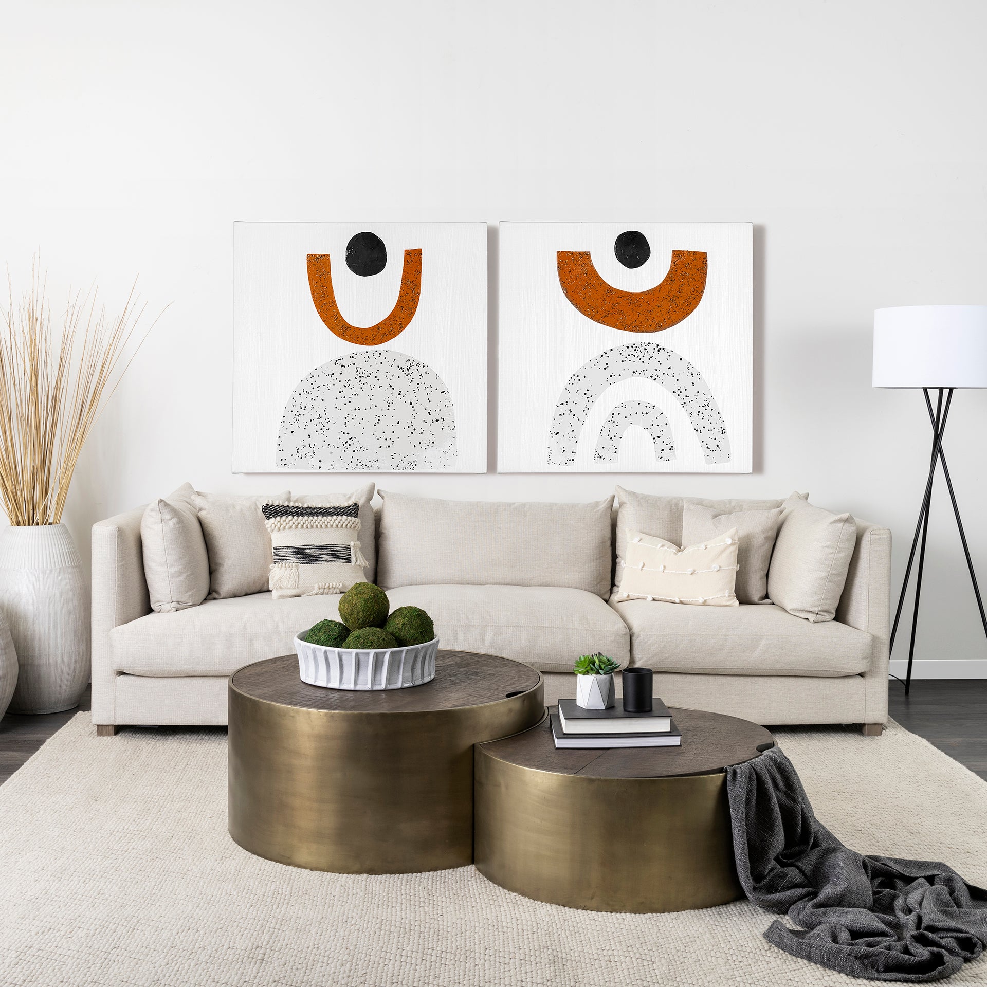 Eclipse Coffee Table Antique Brass Metal | Brown Wood - coffee-tables