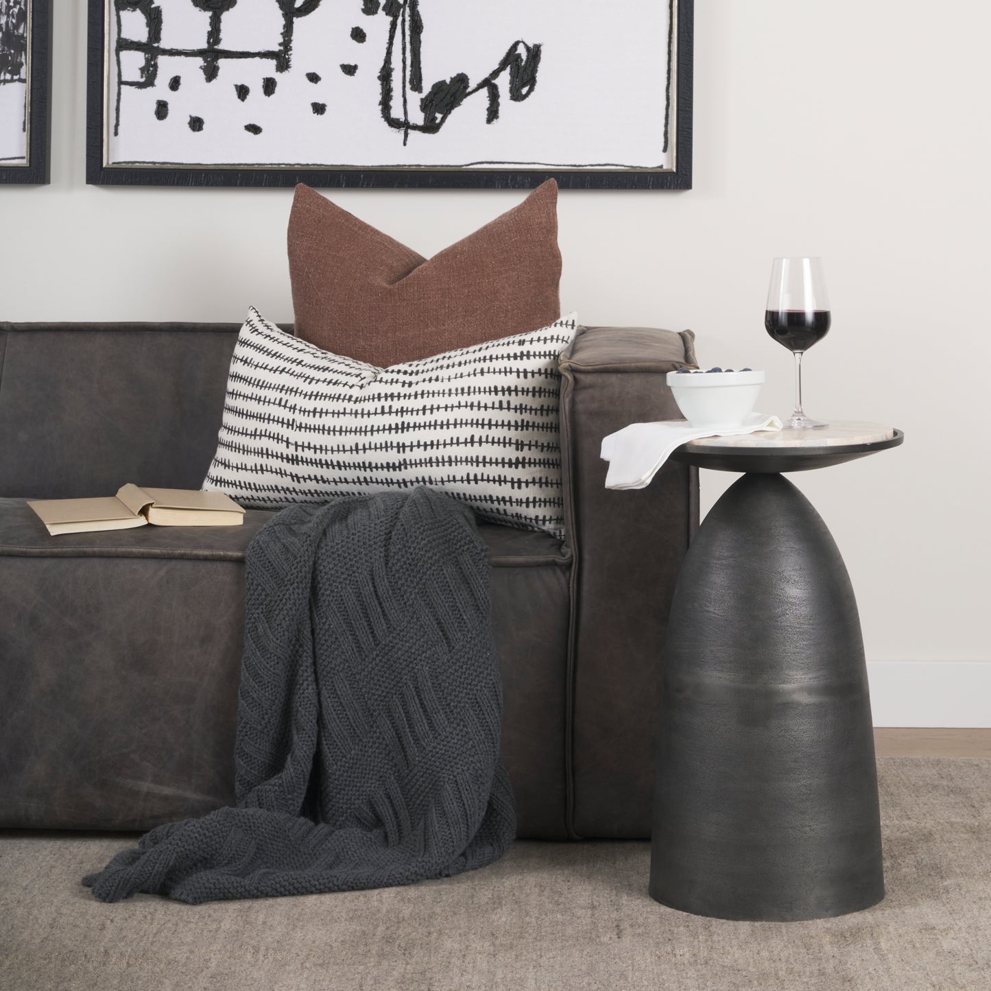 Russo Accent Table Gunmetal | Marble - accent-tables