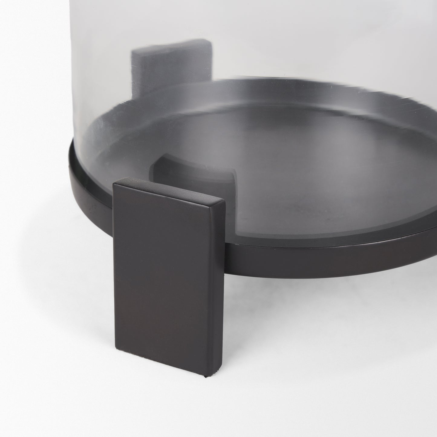 Price Large Matte Black-Brown Metal w/ Glass Hurricane Candle Holder