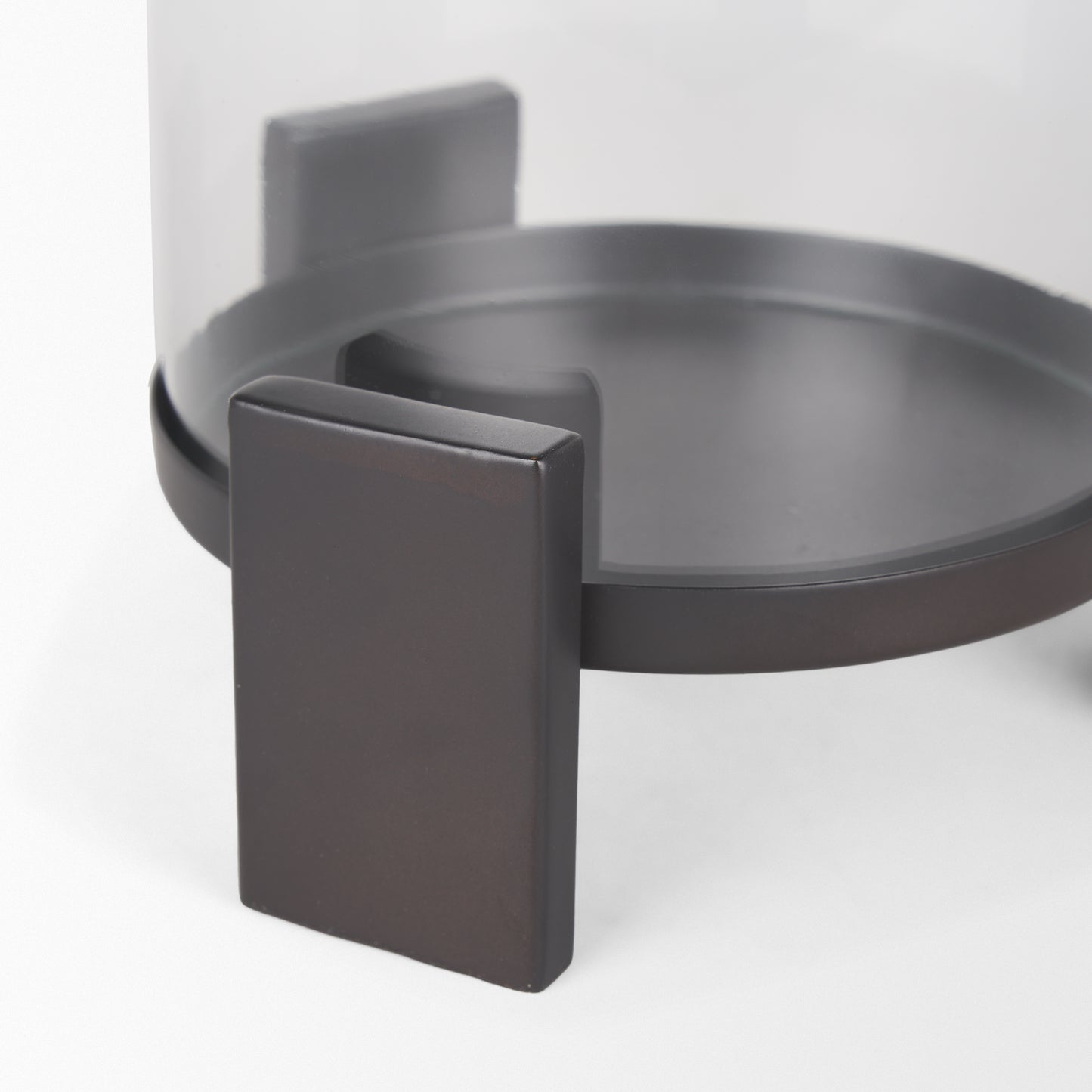 Price Small Matte Black-Brown Metal w/ Glass Hurricane Candle Holder