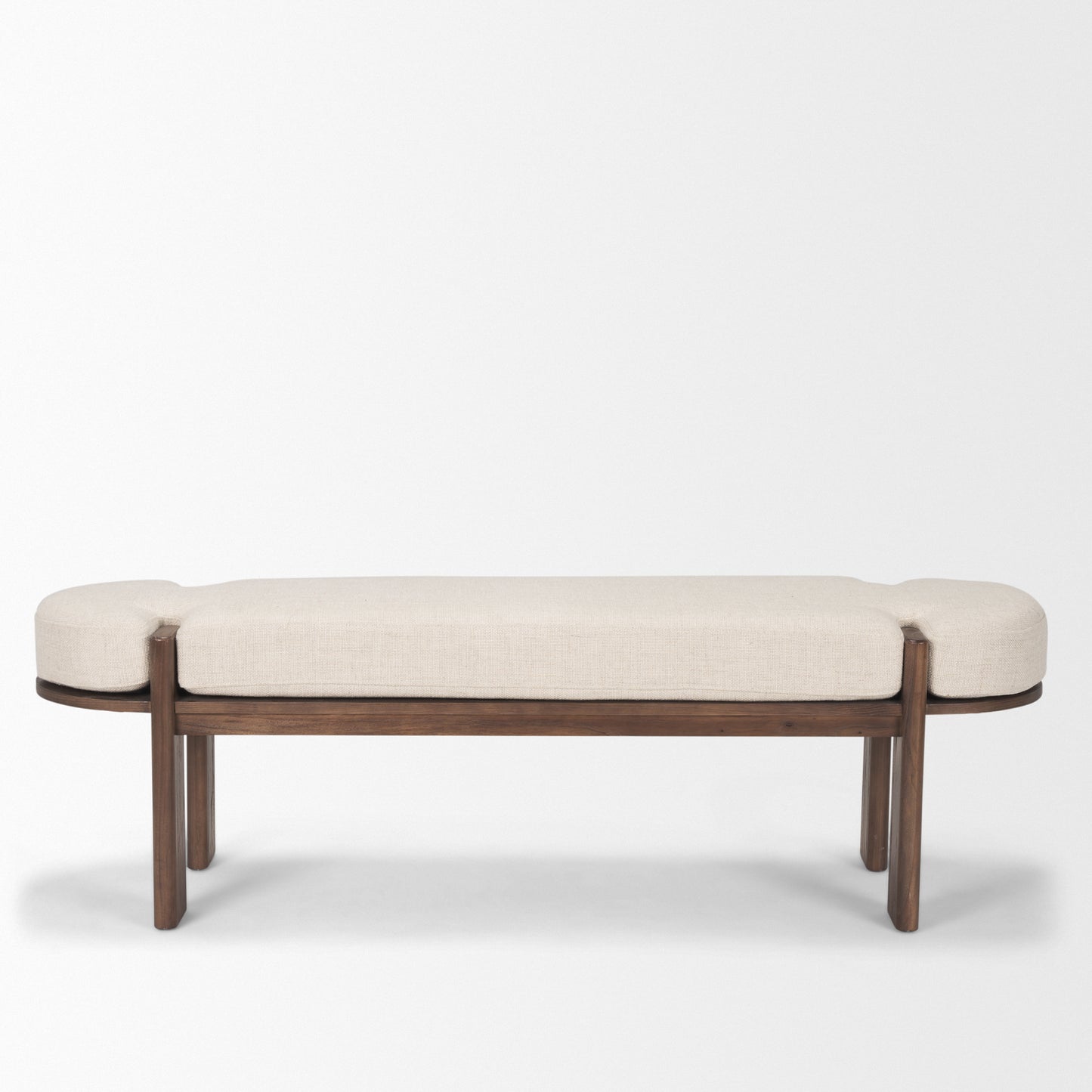 Sohan Bench Dark Brown Wood | Oatmeal Fabric - benches