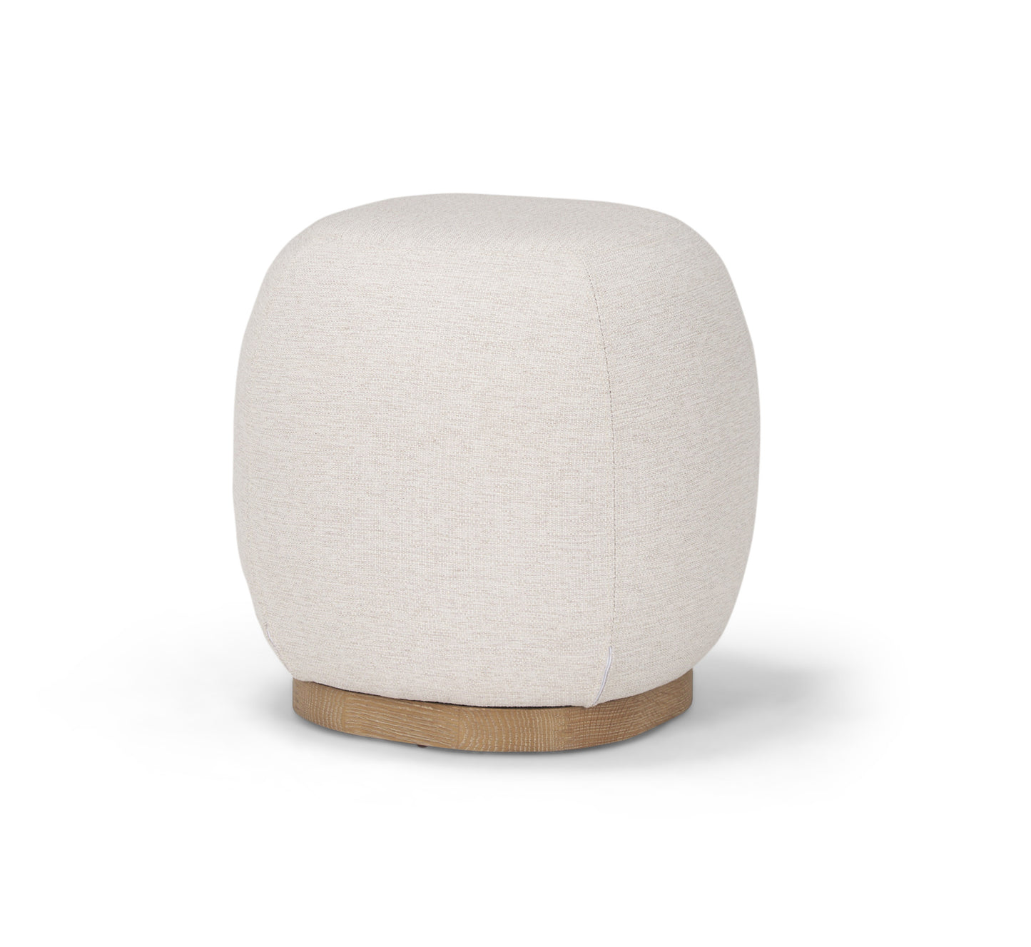 Siren Stool Cream Fabric | Light Brown Wood - poufs