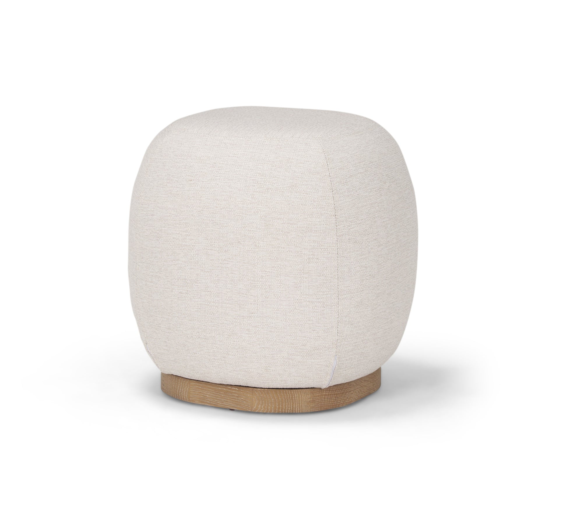 Siren Stool Cream Fabric | Light Brown Wood - poufs