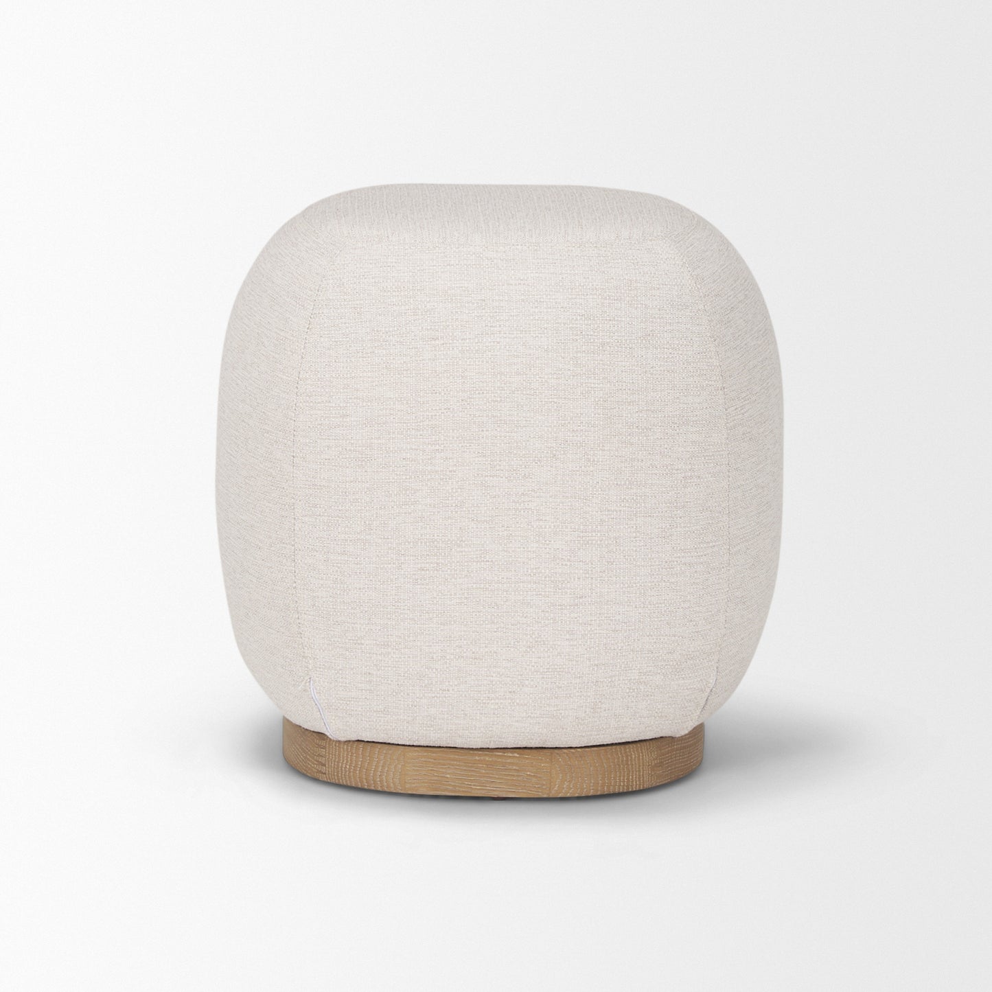 Siren Stool Cream Fabric | Light Brown Wood - poufs