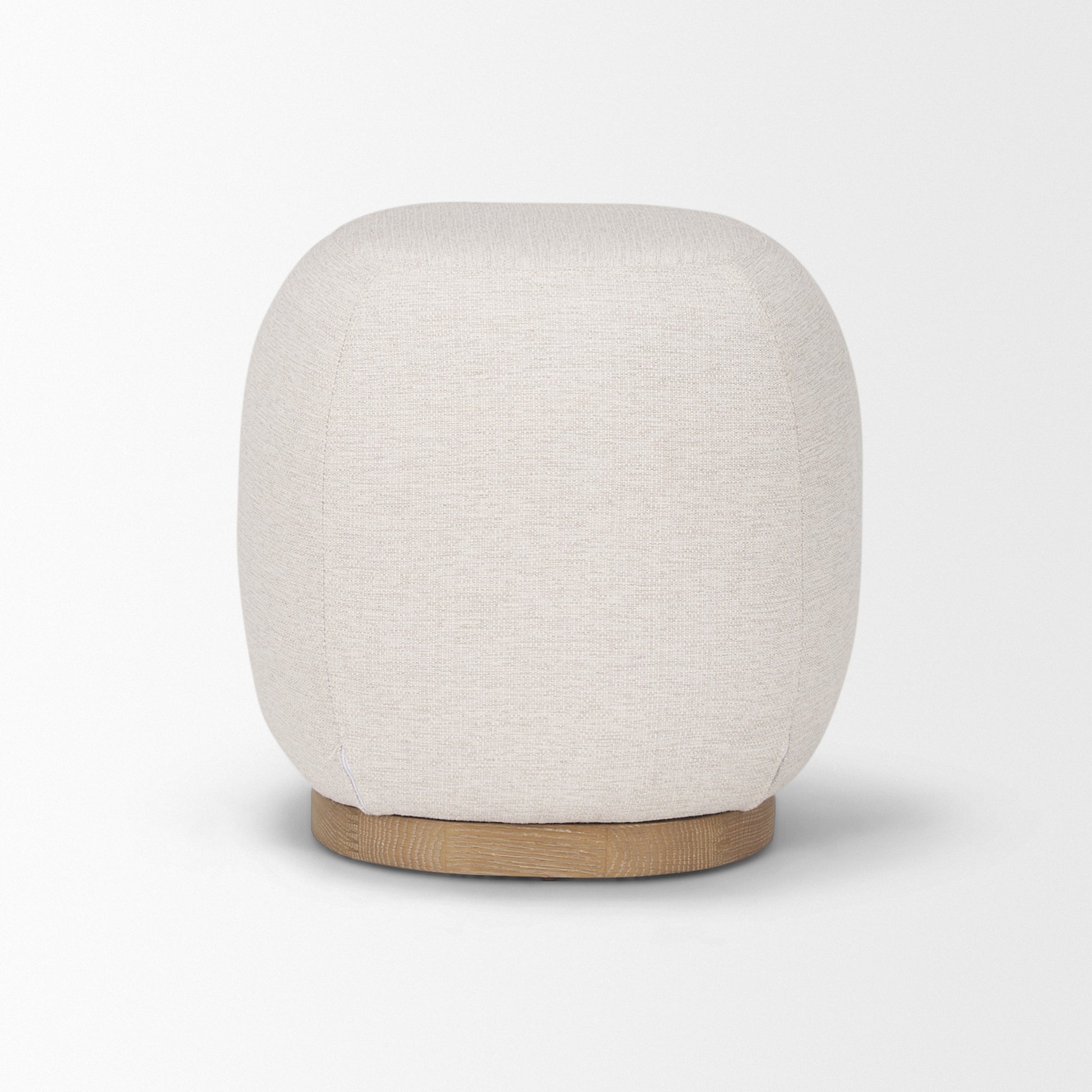 Siren Stool Cream Fabric | Light Brown Wood - poufs