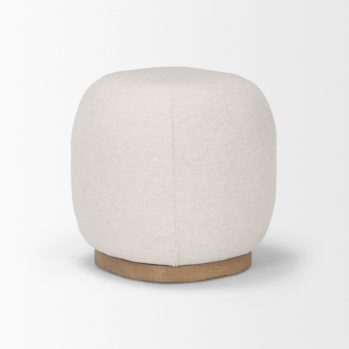 Siren Stool Cream Fabric | Light Brown Wood - poufs