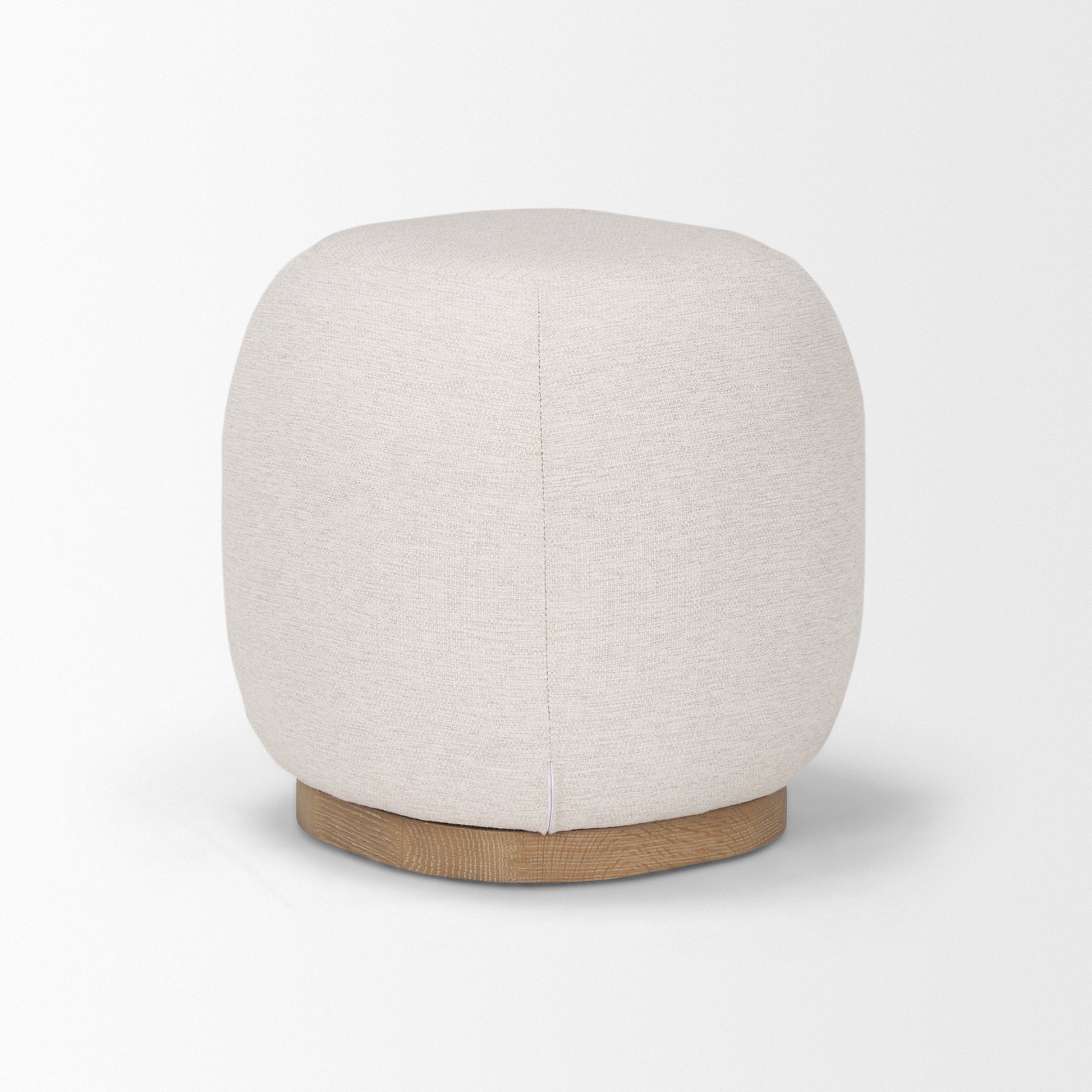 Siren Stool Cream Fabric | Light Brown Wood - poufs