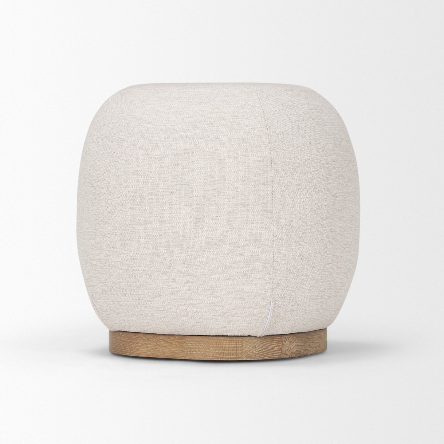 Siren Stool Cream Fabric | Light Brown Wood - poufs