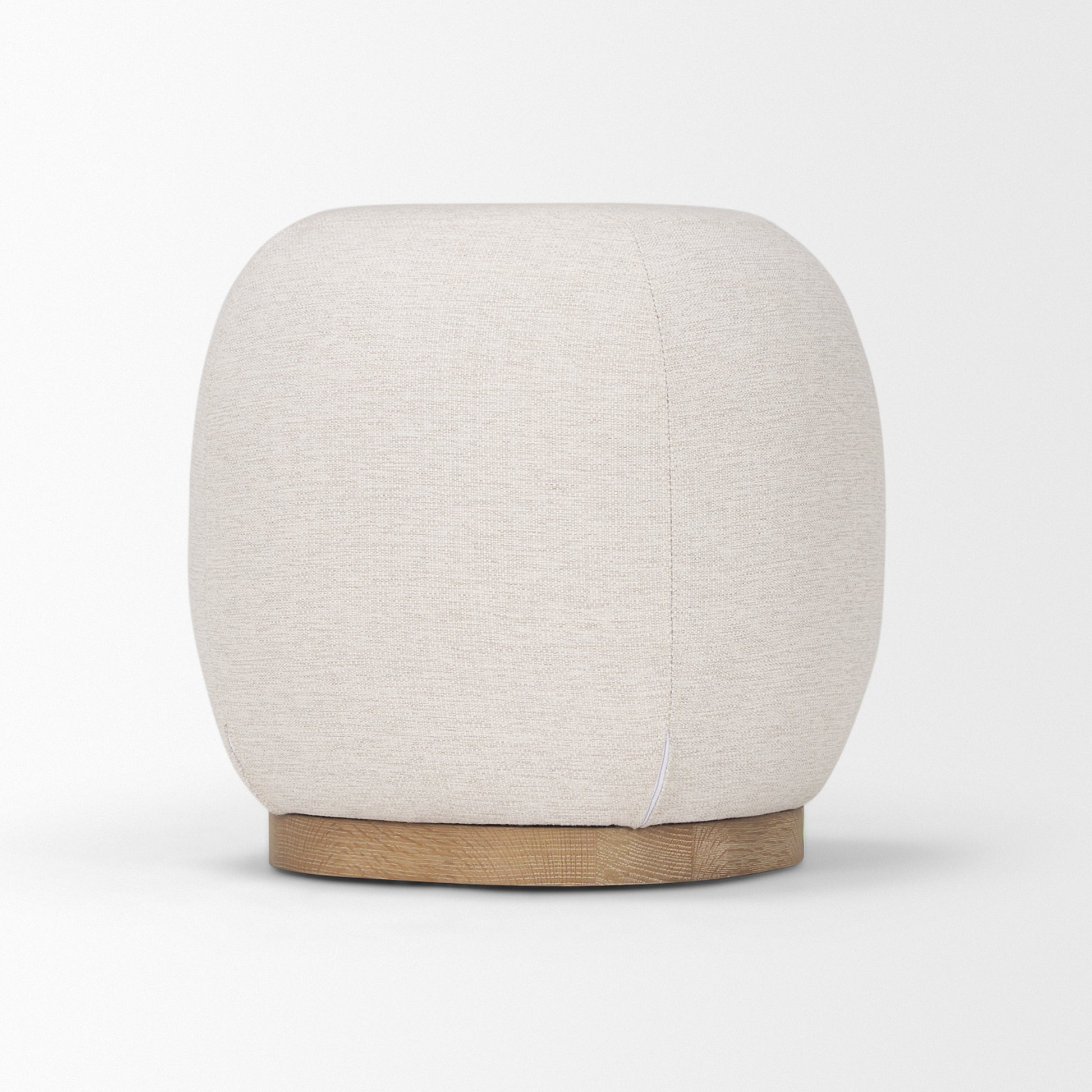Siren Stool Cream Fabric | Light Brown Wood - poufs