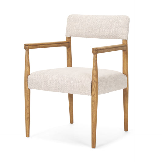 Toni Upholstered Dining Chair Light Brown Wood | Oatmeal Performance Fabric - dining-chairs